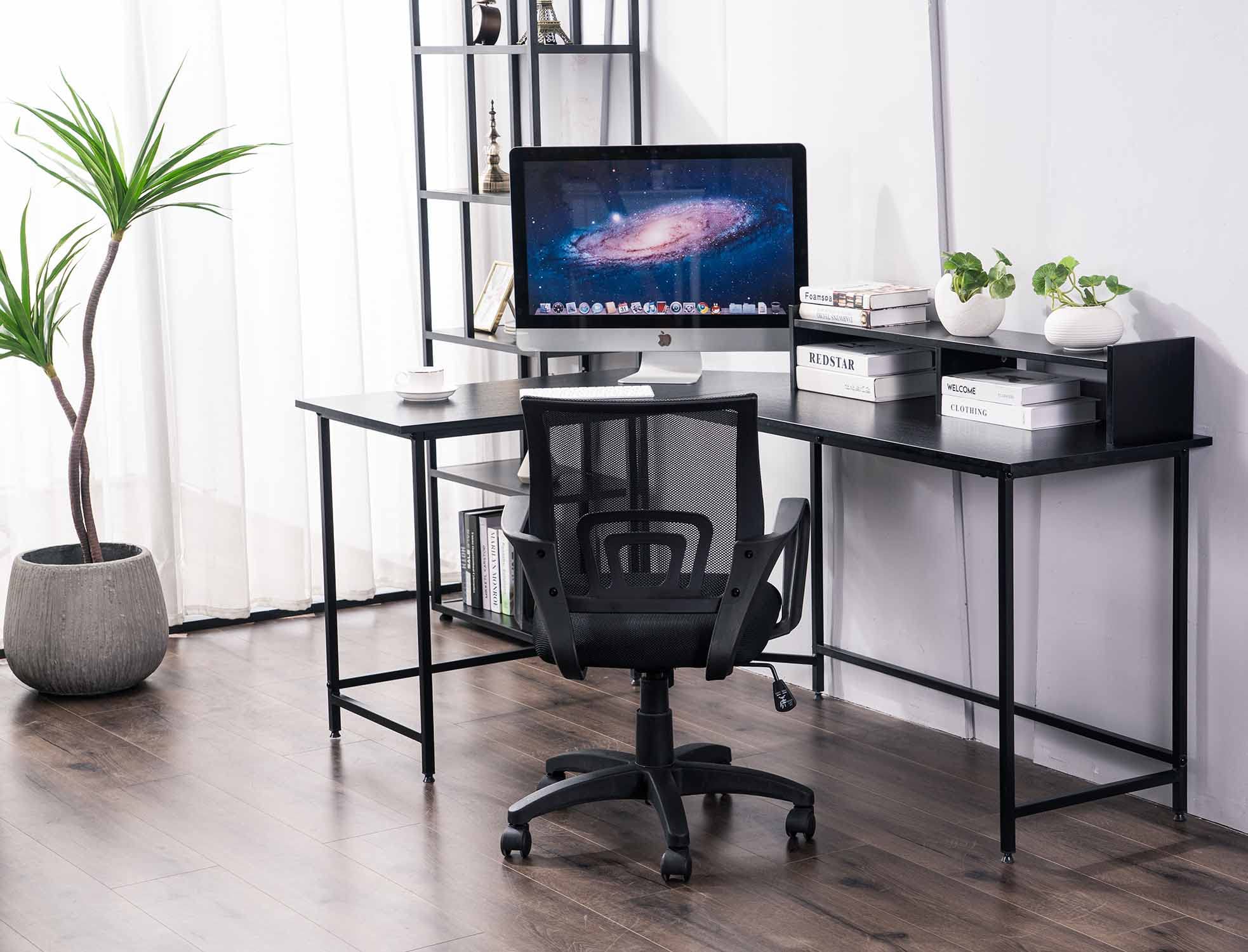 ivinta L-Shaped Gaming Desk - Modern Reversible Computer Desk with Monitor Stand for Small Spaces | Home Office Corner Workstation | Perfect for Bedroom, Living Room & Gaming Setup