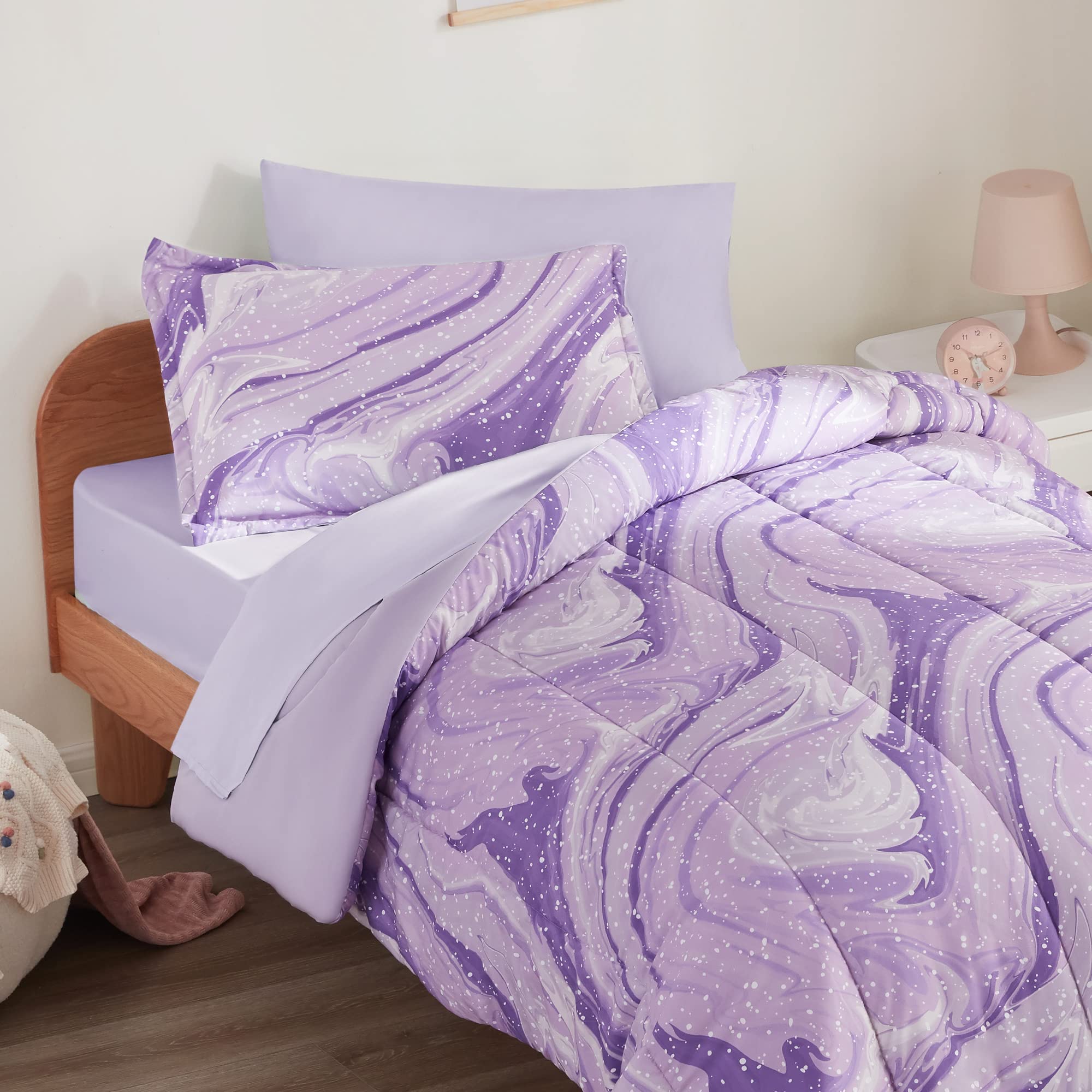 Kids Bedding Set Full/Queen - Super Soft Comforter for Boys, Girls & Teens | Cute Ice Cream Print, Fade Resistant, Purple | Perfect for Bedrooms, Sleepovers & Cozy Nights