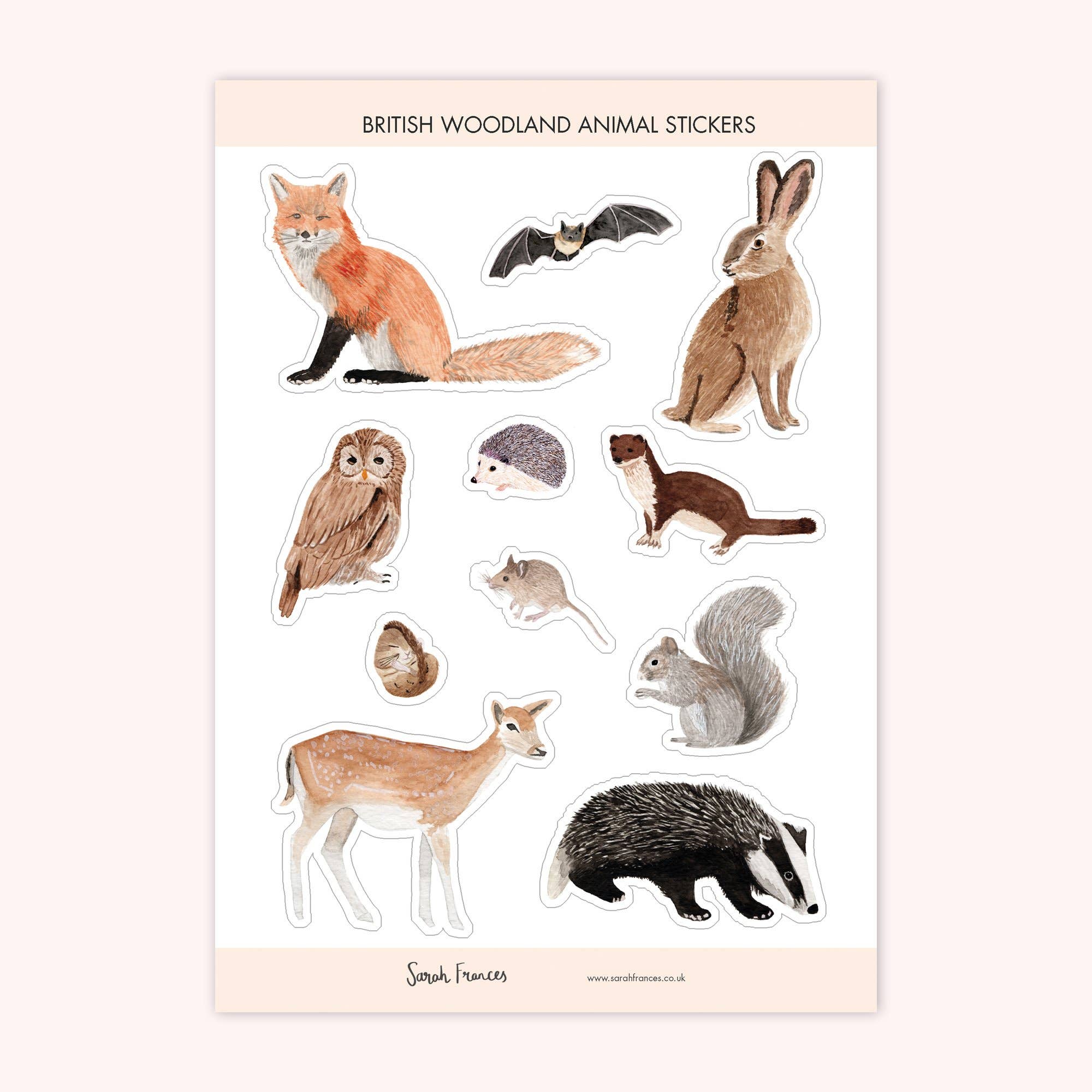 British Woodland Animal Stickers - Adorable Fox, Deer & Hedgehog Decals for Scrapbooking, Journals & Kids Room Decor