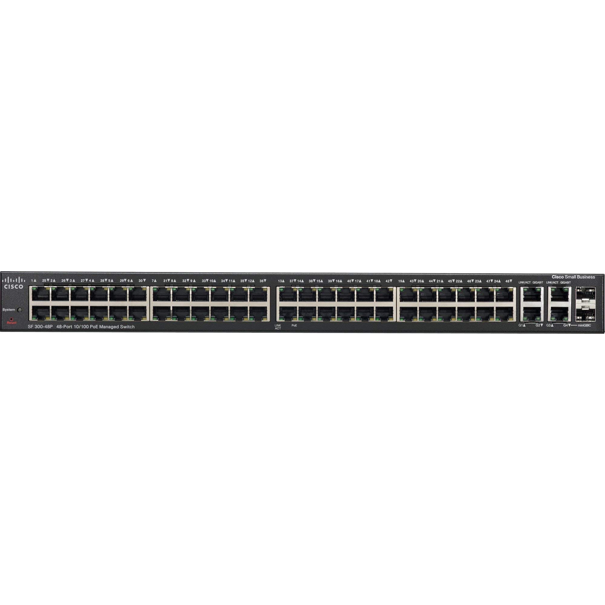 Cisco SRW248G4P-K9-NA 48-Port 10/100 Managed Gigabit Switch with Uplinks | Renewed | Ideal for Small Business Networks & Office IT Infrastructure