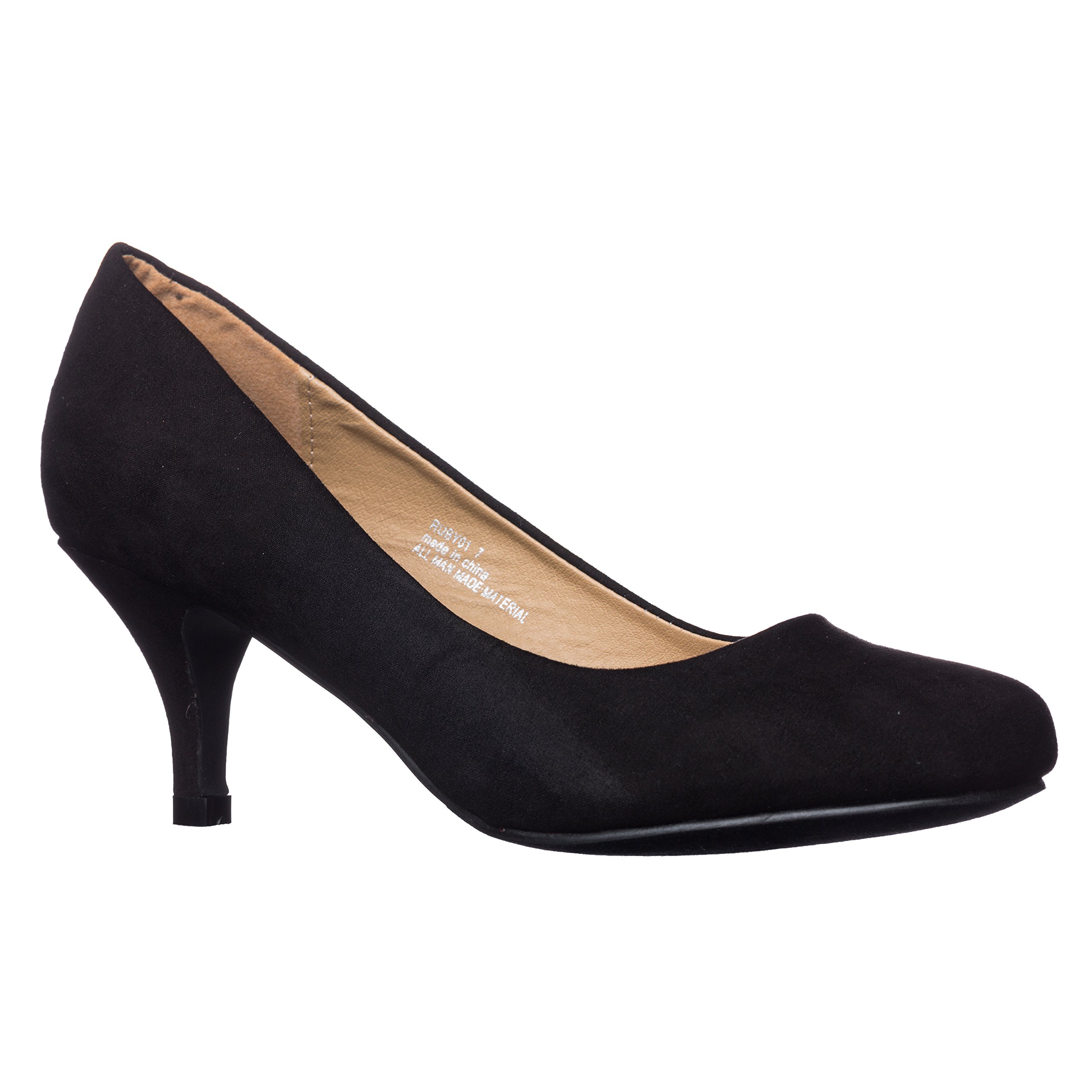 Riverberry Women's Ruby Round Toe Kitten Heels - Low Height Pumps for Work, Office & Dressy Occasions | Comfortable Dress Shoes for Women