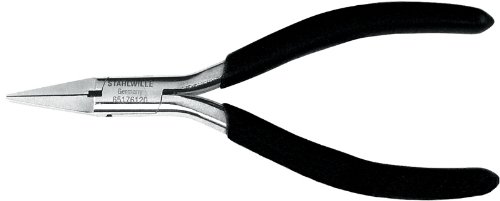 Stahlwille 65176120 Electronics Flat Nose Pliers - 125mm Polished Head with Sure-Grip Dip-Coated Handles for Precision Electrical Work and DIY Projects