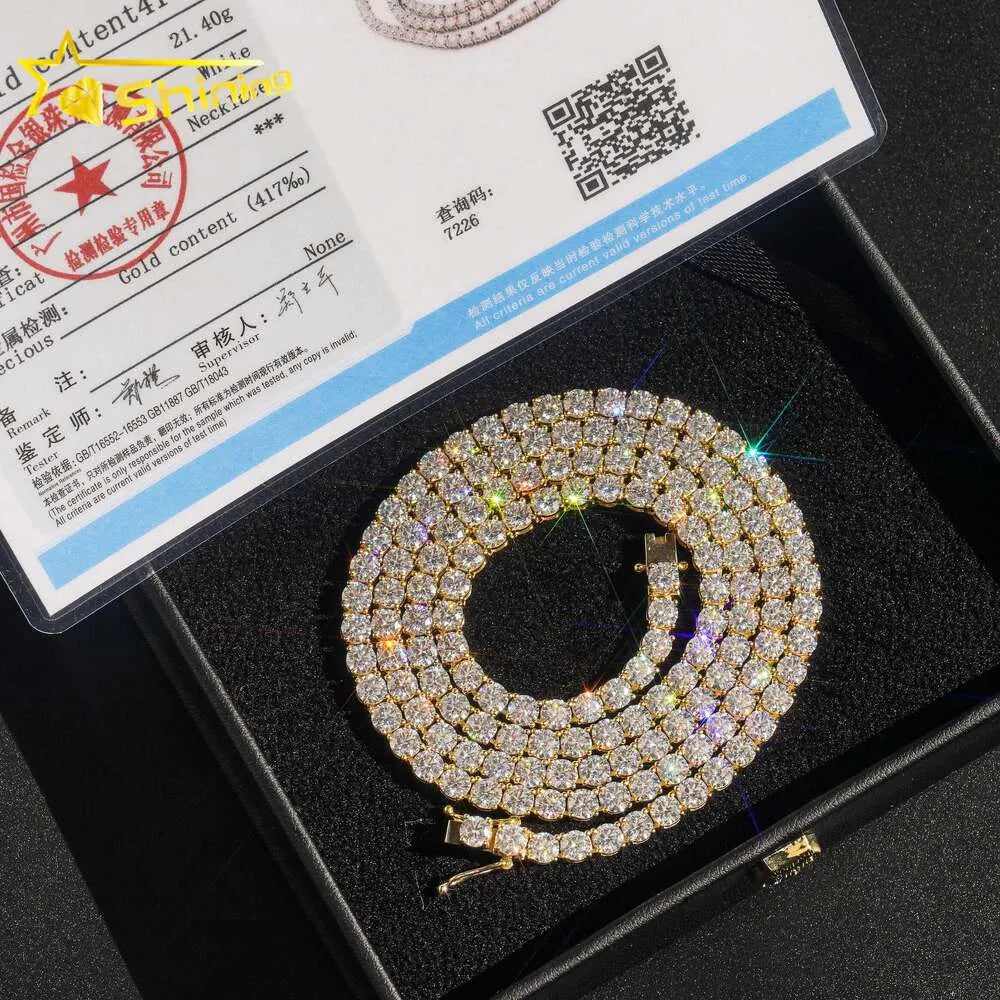 18K Gold Moissanite Cuban Link Tennis Chain Necklace for Men - Iced Out Hip Hop Jewelry for Party & Special Occasions