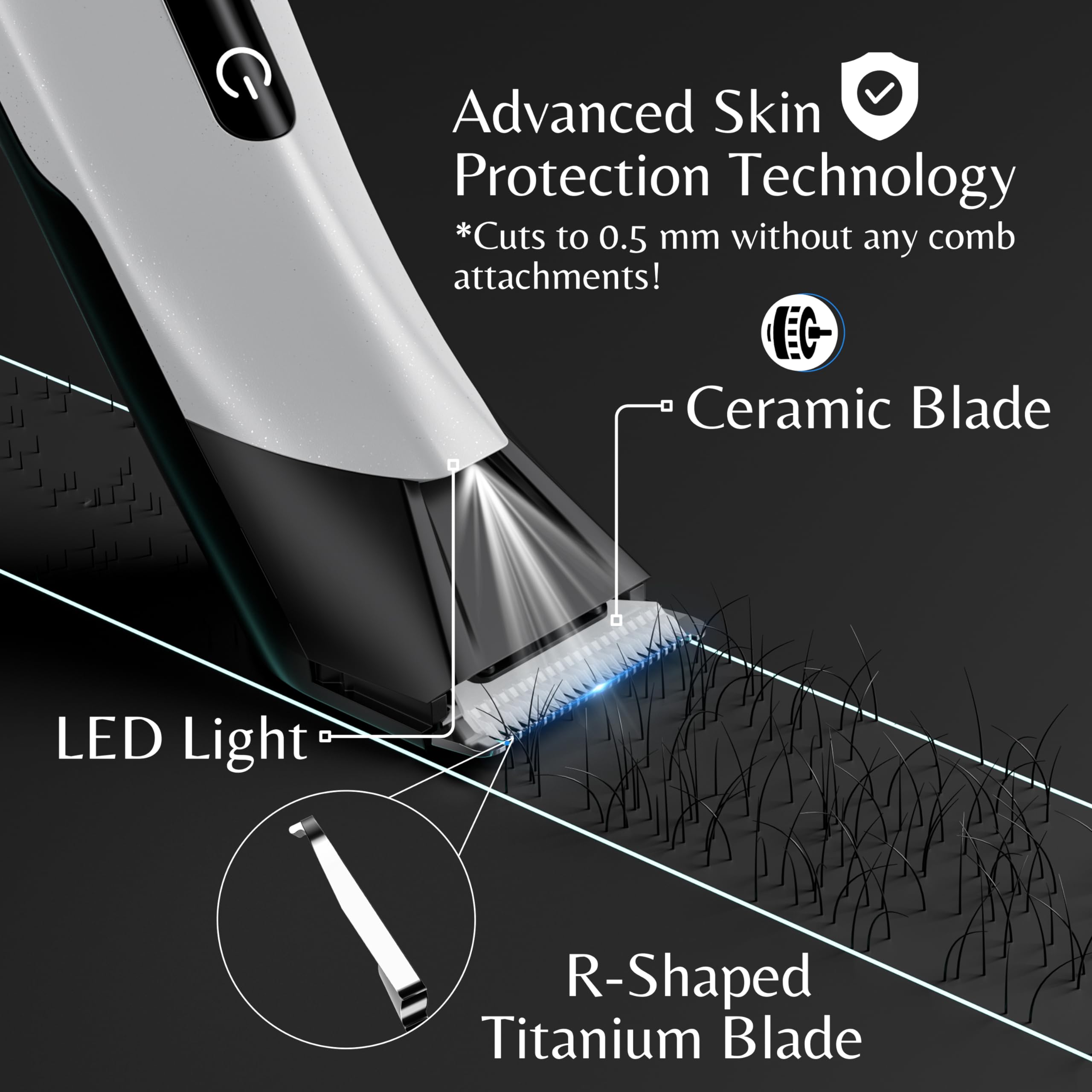 BarberBoss QR-2073 Men's Body Groomer & Ball Shaver - Electric Pubic Hair Trimmer for Groin, Chest & Body - Waterproof Manscaping Trimmer for Smooth Shaving at Home or Gym - White