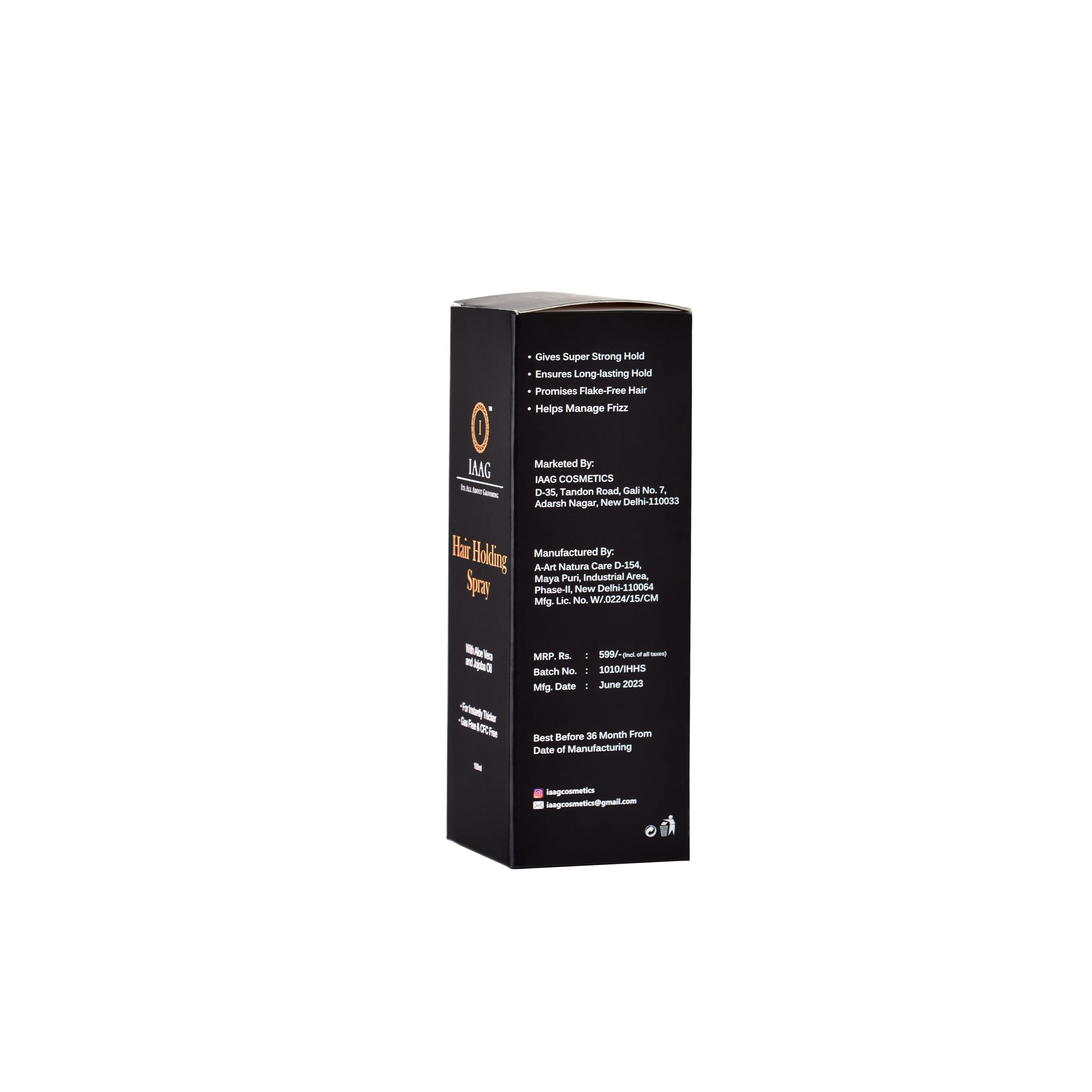 IAAG Strong Hold Hair Spray for Women & Men - Quick Drying, Long Lasting Styling Spray with Natural Shine | No Flaking, Non-Sticky Formula | Easy Wash Off | 100ml Hair Styling Product - Perfect for Parties, Weddings & Daily Use