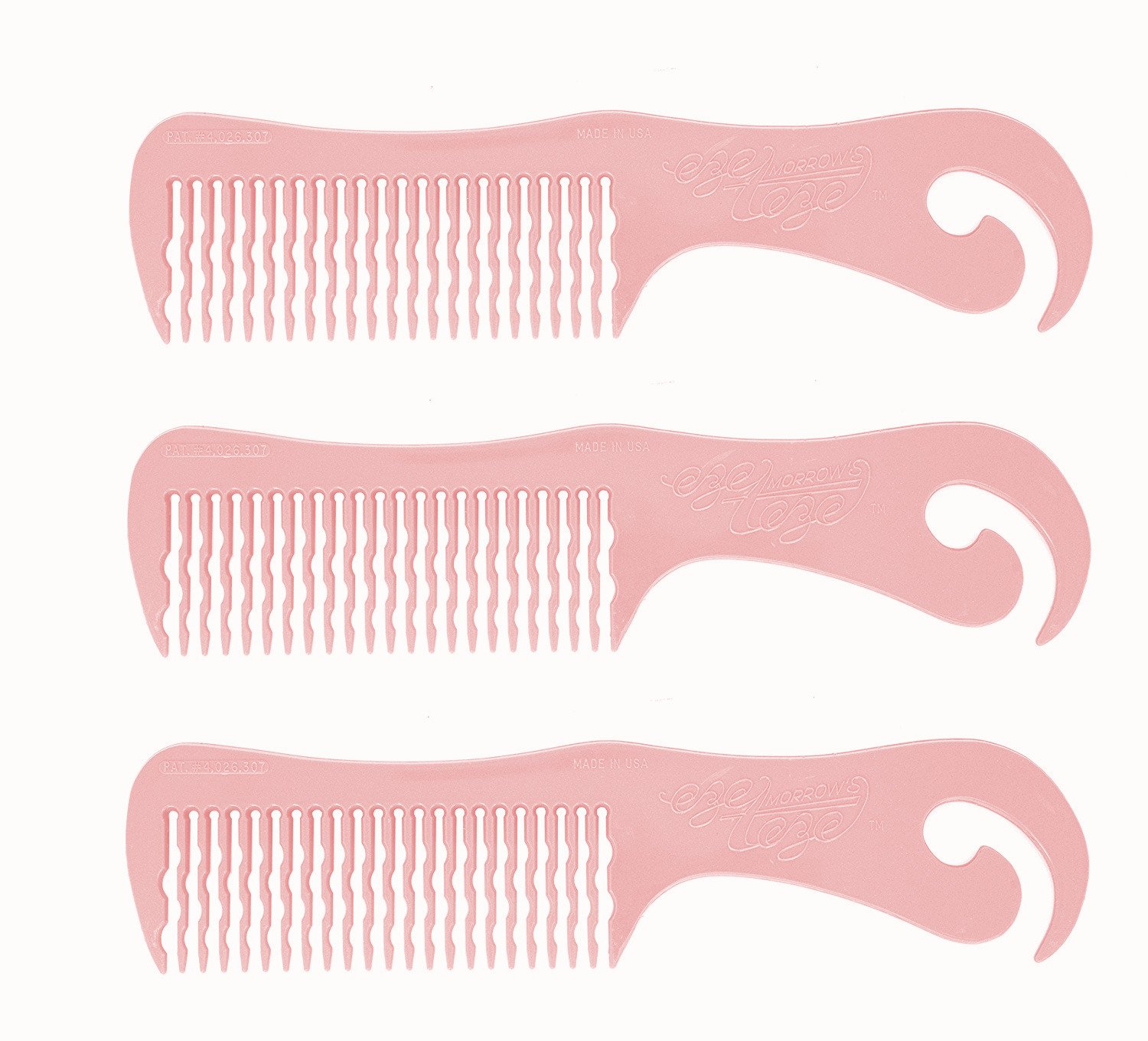 3-Piece Pink Hair Comb Set for Adults & Kids - Professional Detangling & Styling Kit - Made in USA - Perfect for Home, Salon & Travel Use