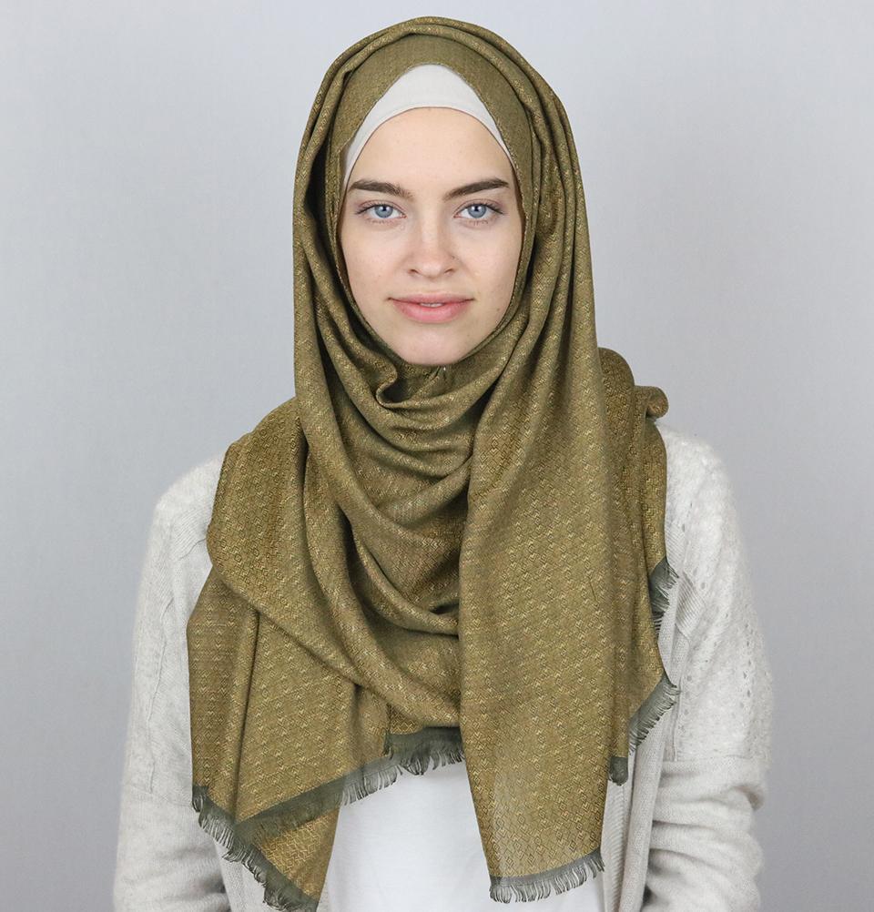 Aker Jacquard Hijab Shawl - Elegant Gold Scarf 1023BRL for Women, Perfect for Daily Wear, Prayer, and Special Occasions