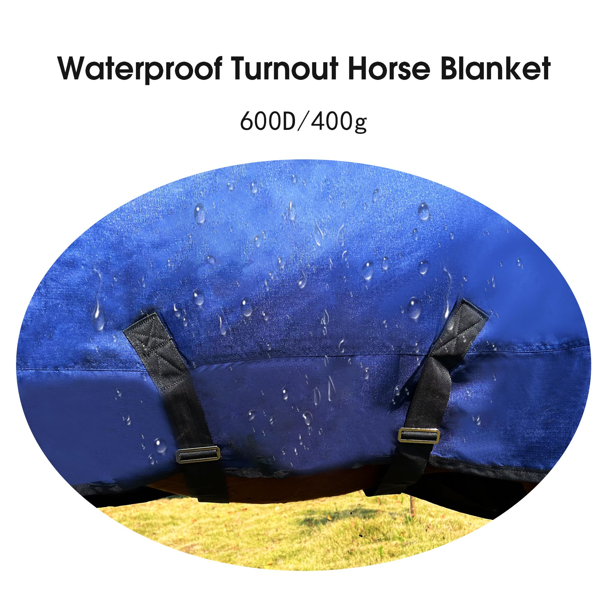 Premium 1200D Winter Waterproof Horse Blanket - Detachable Neck Cover, 220g Warm Cotton Filling for Cold Weather | Mid-Weight Equestrian Horseware | Ideal for Stables, Trail Riding & Winter Shows (Blue, 78 Inches)