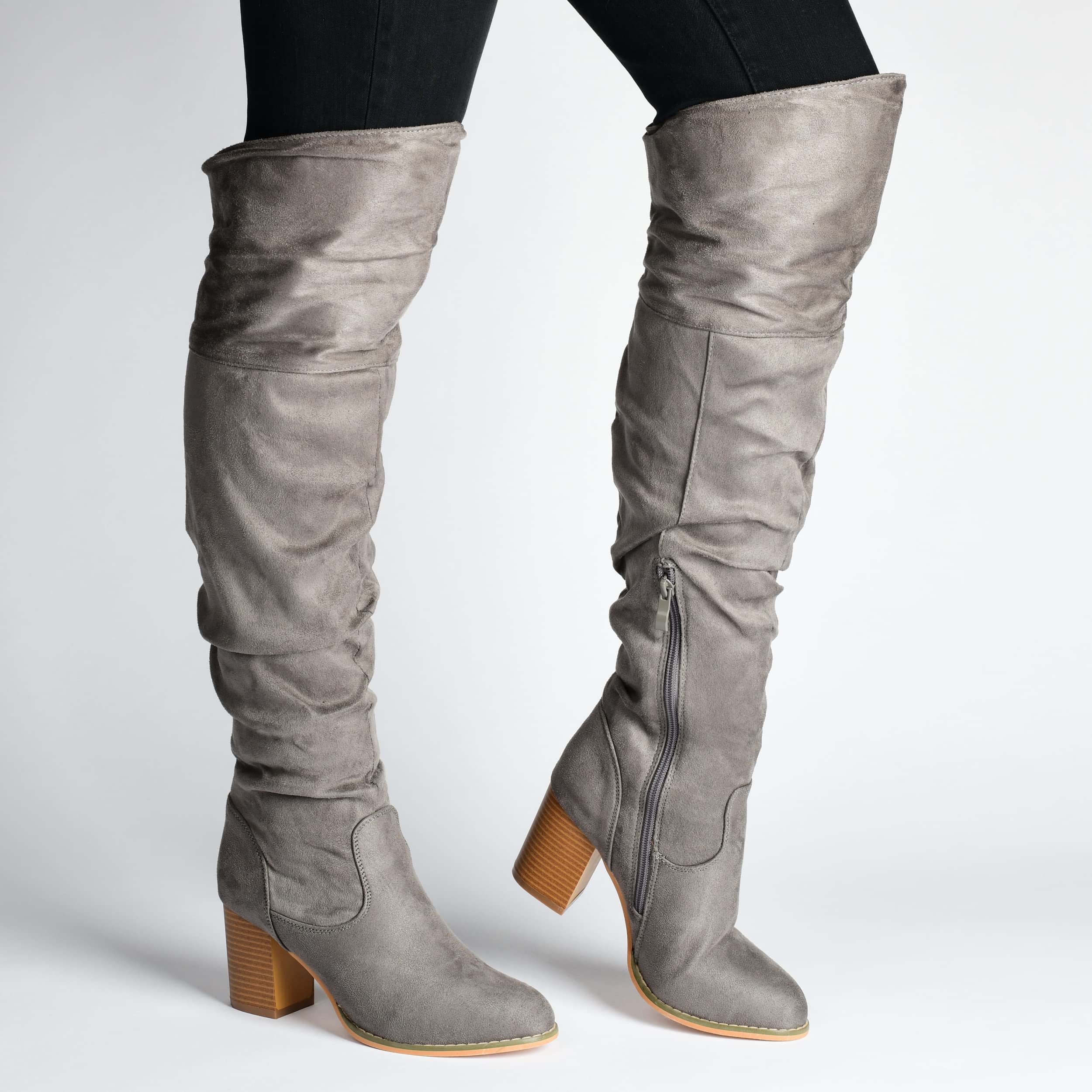 Journee Women's Extra Wide Calf Kaison Boots - Black, Size 8 Wide | Comfortable & Stylish Knee-High Boots for Wide Calves | Perfect for Work, Casual Wear & Winter Outfits