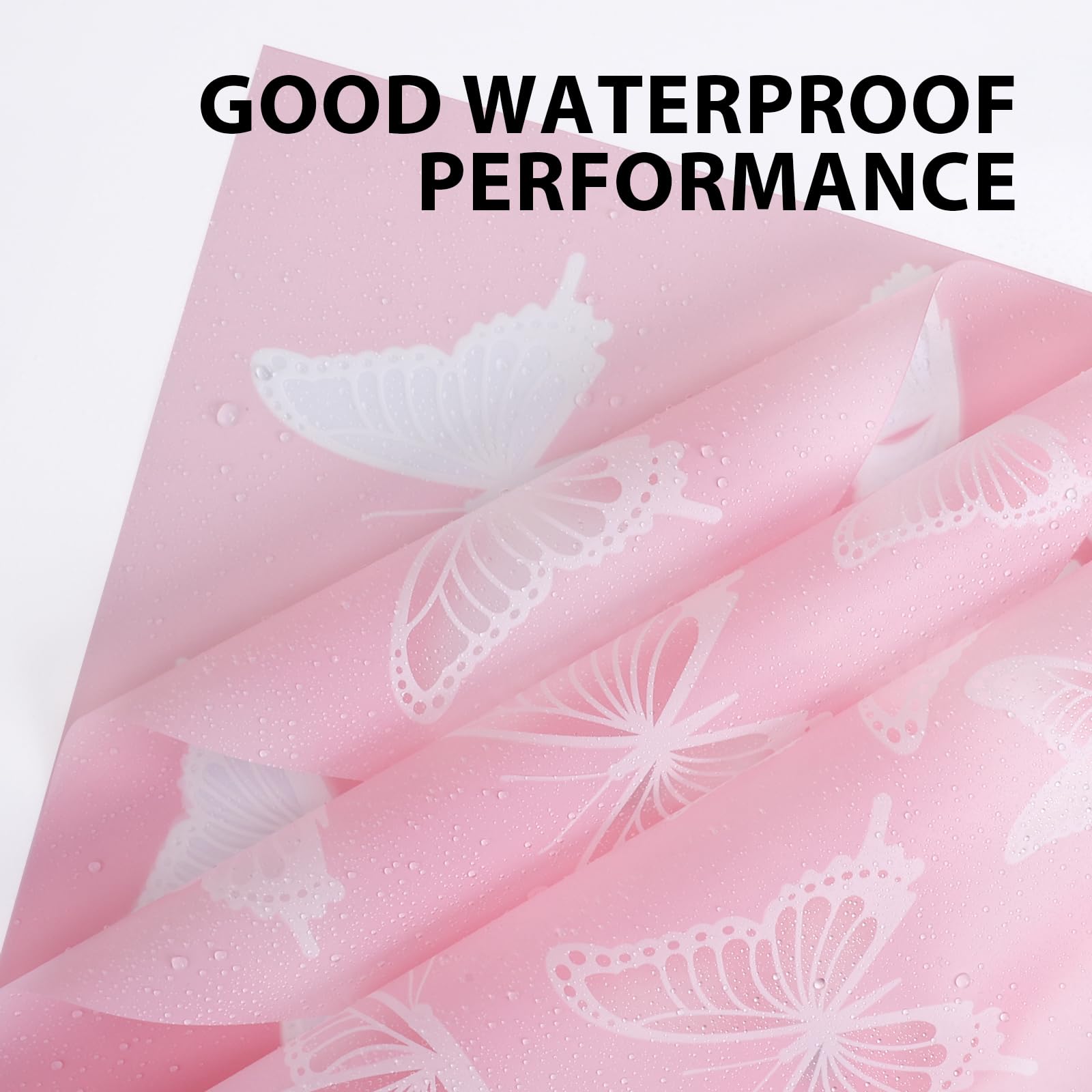 20 Sheet Waterproof Floral Wrapping Paper - Bulk Bouquet Packaging for Wedding, Birthday Gifts & DIY Crafts | Butterfly Pink Design | Perfect for Florists, Event Decor, and Gift Presentation