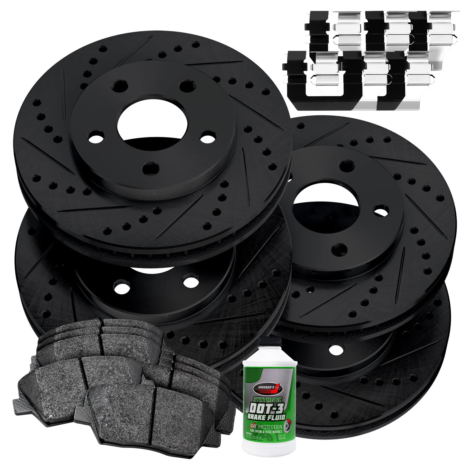 High-Performance PowerSport Front & Rear Brake Kit - Ceramic Brake Pads & Rotors for 2006-2011 VW CC, Passat, R32 | Smooth Stopping Power for Daily Commutes & Performance Driving