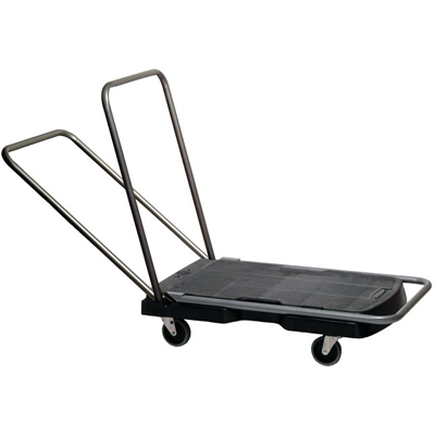 Heavy Duty Triple Trolley with Straight Handle - Industrial Utility Cart for Warehouse, Retail Store and Factory Use