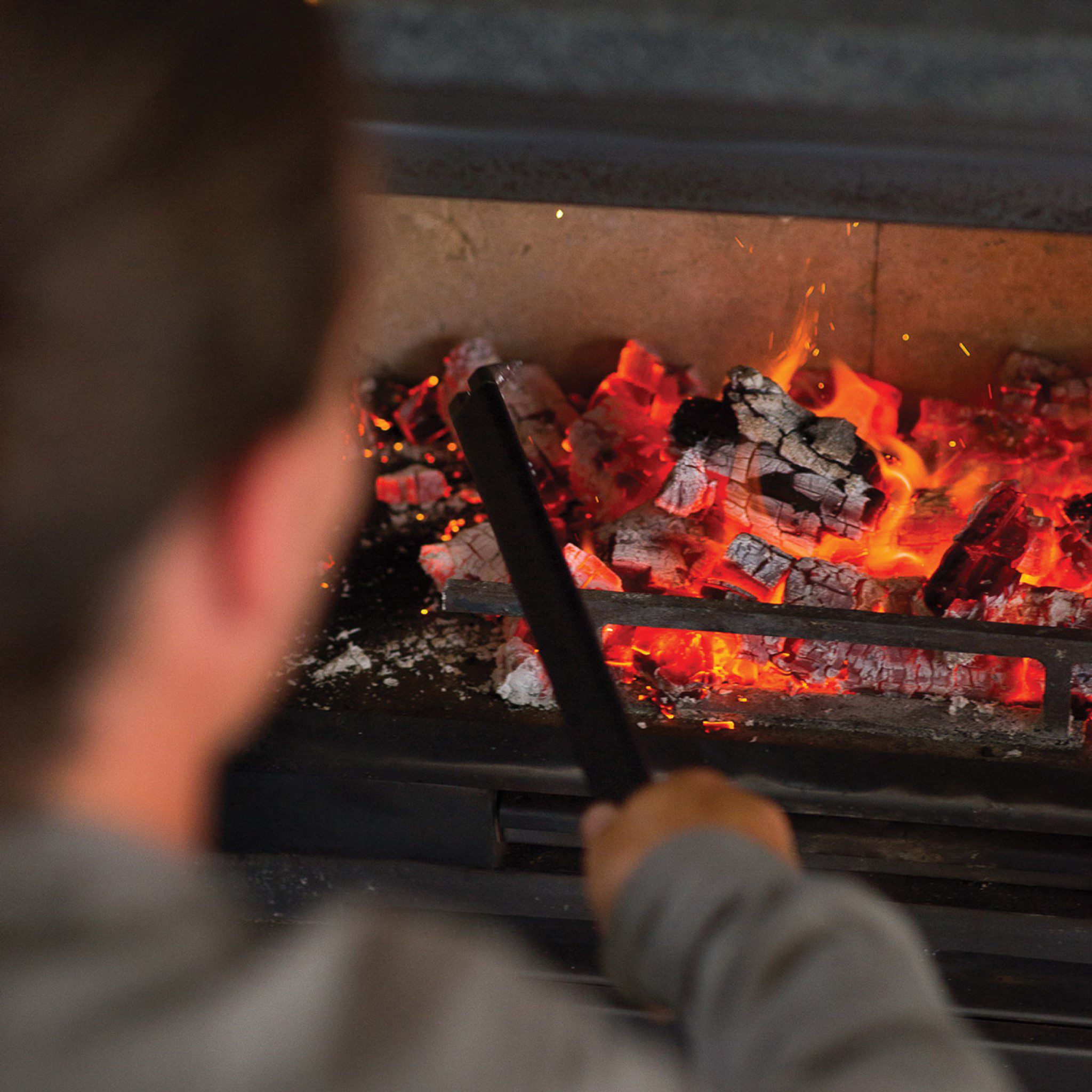 EKTA LIVING Firekeeper Fire Tool - Heavy Duty Black Fireplace Poker for Wood Stove, Campfire & Outdoor Fire Pit - Perfect for Fireplace Accessories & BBQ Grill Tools