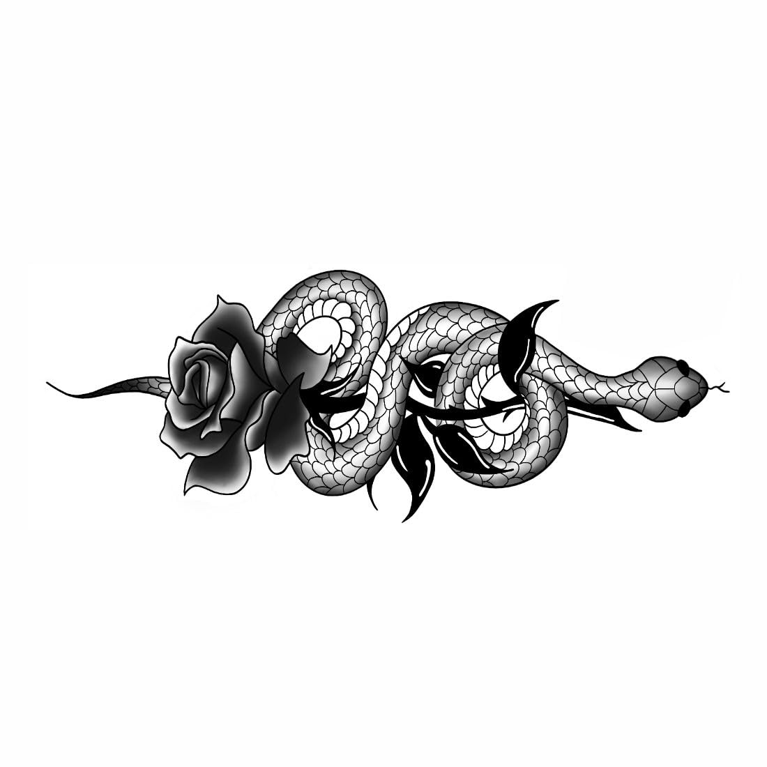 Waterproof Temporary Snake and Flower Tattoo for Hand - Long Lasting Fake Body Art for Women & Men - Perfect for Halloween, Parties, Festivals and Costume Events