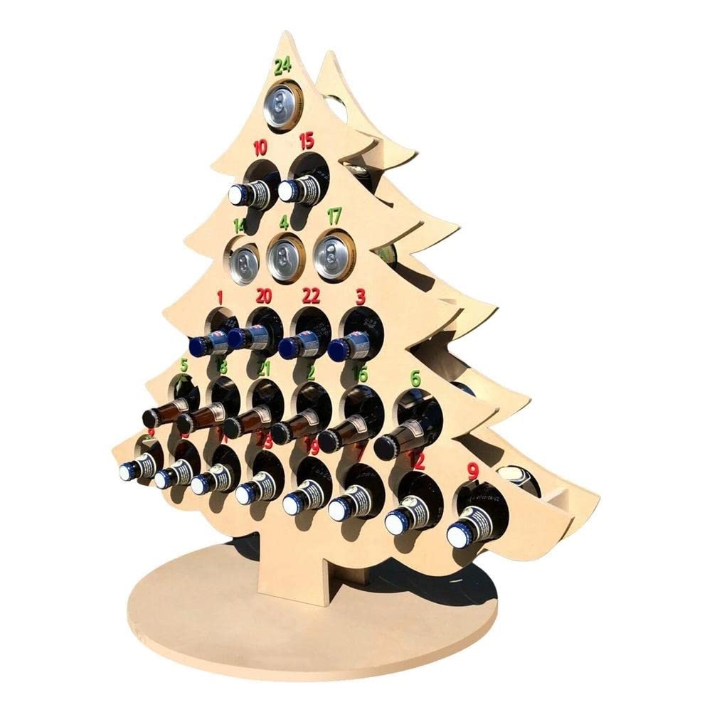 Christmas Tree Wine Rack - Decorative Wine Bottle Holder with Countdown Calendar | Holiday Home Decor for Wine Storage & Display (Black) - Perfect for Christmas Parties, Gift Exchanges & Festive Decorations