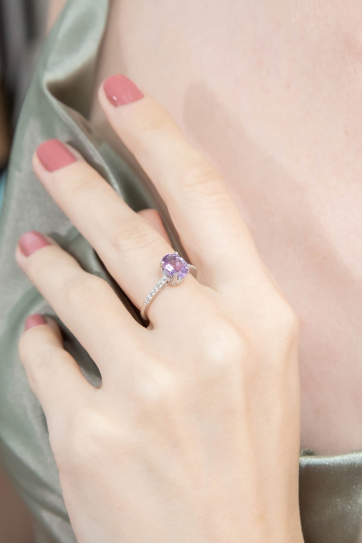 Sterling Silver Amethyst Topaz Crown Ring for Women - Elegant Gift