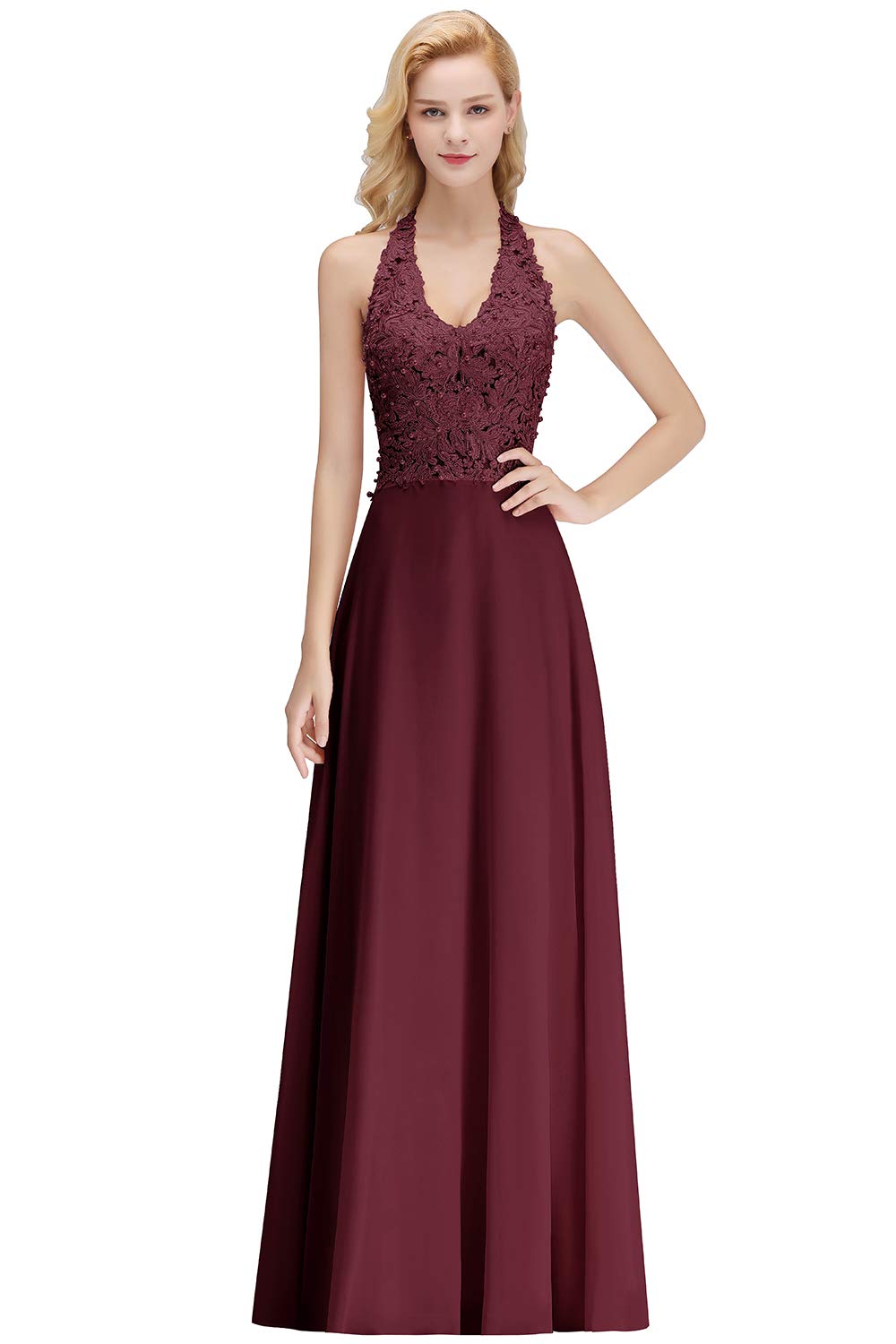 Elegant Golden Lace Chiffon Formal Dress for Women - Floral Bridesmaid & Guest Dress for Weddings, Parties & Special Occasions