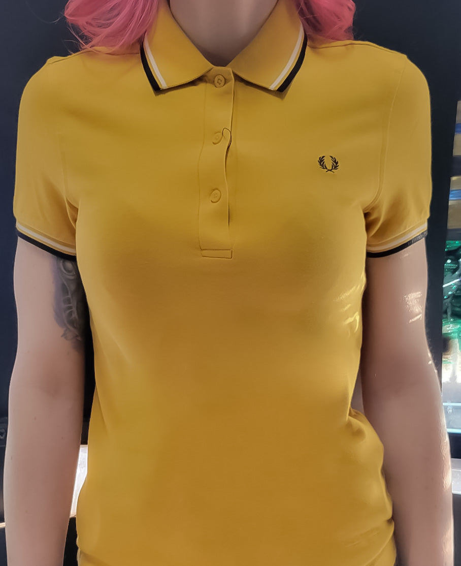 Fred Perry Women's Gold Twin Tipped Polo Shirt | Classic Casual & Tennis Wear for Ladies