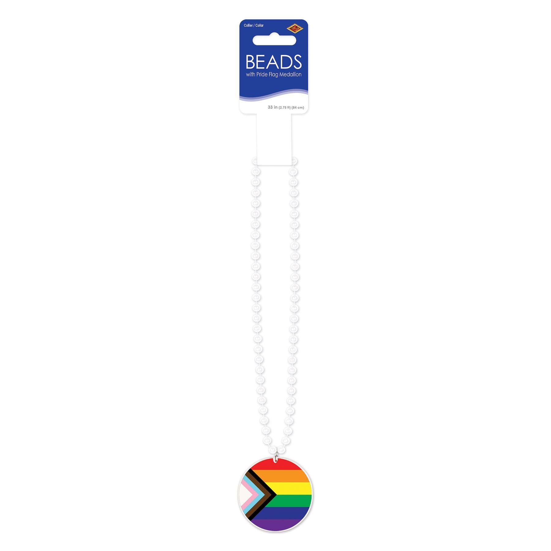 12 Pack Beaded Pride Necklaces with Printed LGBTQ+ Flag Medallions - Perfect for Pride Parades, Festivals & LGBTQ+ Events