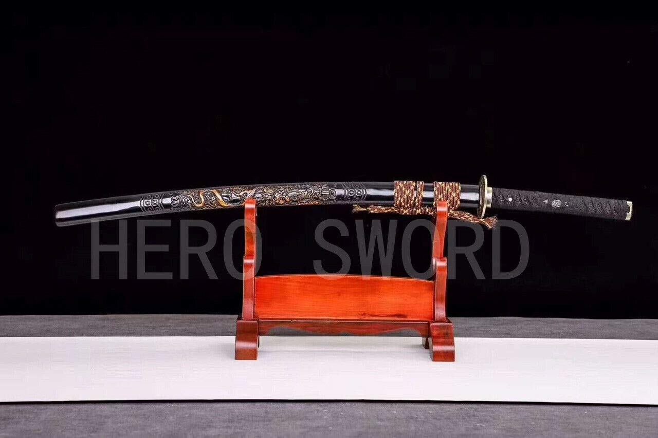 Handmade Clay Tempered T1095 Japanese Samurai Sword Dragon Katana - Razor Sharp Blade for Martial Arts Training, Cosplay & Collectors | Authentic Samurai Replica for Display & Practice