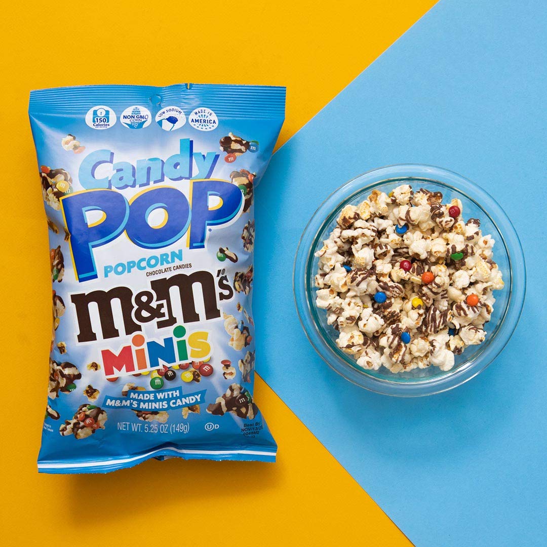 M&M's Mini Candy Coated Popcorn - 5.25oz Bags (Pack of 12) | Real M&M's Candy Pieces | Movie Night Snacks, Party Favors & Office Treats