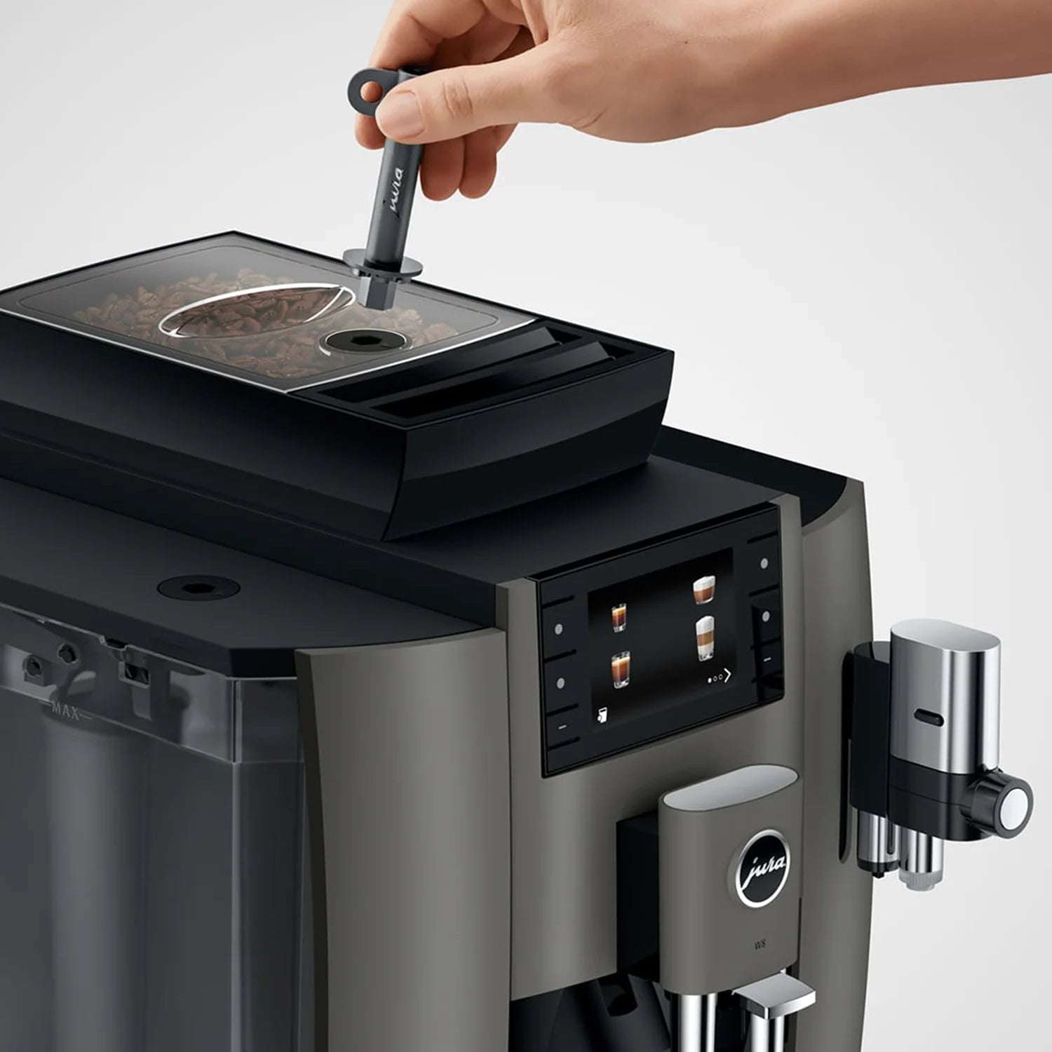 Jura W8 Automatic Espresso Machine - Dark Inox (Model #15550) | Premium Coffee Maker for Home & Office | Perfect for Espresso, Cappuccino & Latte Lovers