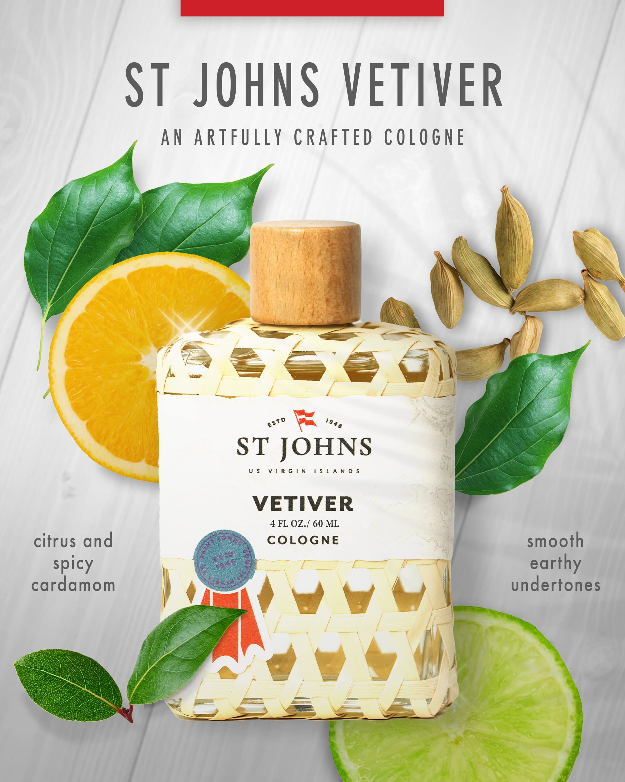 St. John's Classic Vetiver Cologne for Men - Virgin Islands Inspired Fresh & Sophisticated Fragrance (4 oz) | Perfect for Daily Wear, Office & Special Occasions