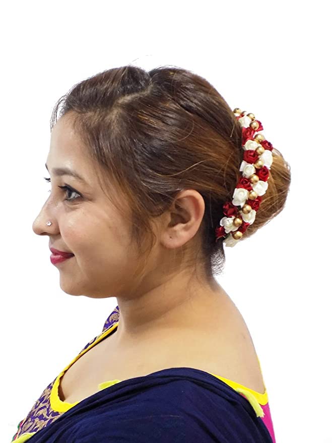 Golden Artificial Hair Gajra for Bridal & Dance - Traditional Indian Hair Accessories for Weddings, Bharatnatyam, Kuchipudi | Perfect for Brides, Performers & Special Occasions