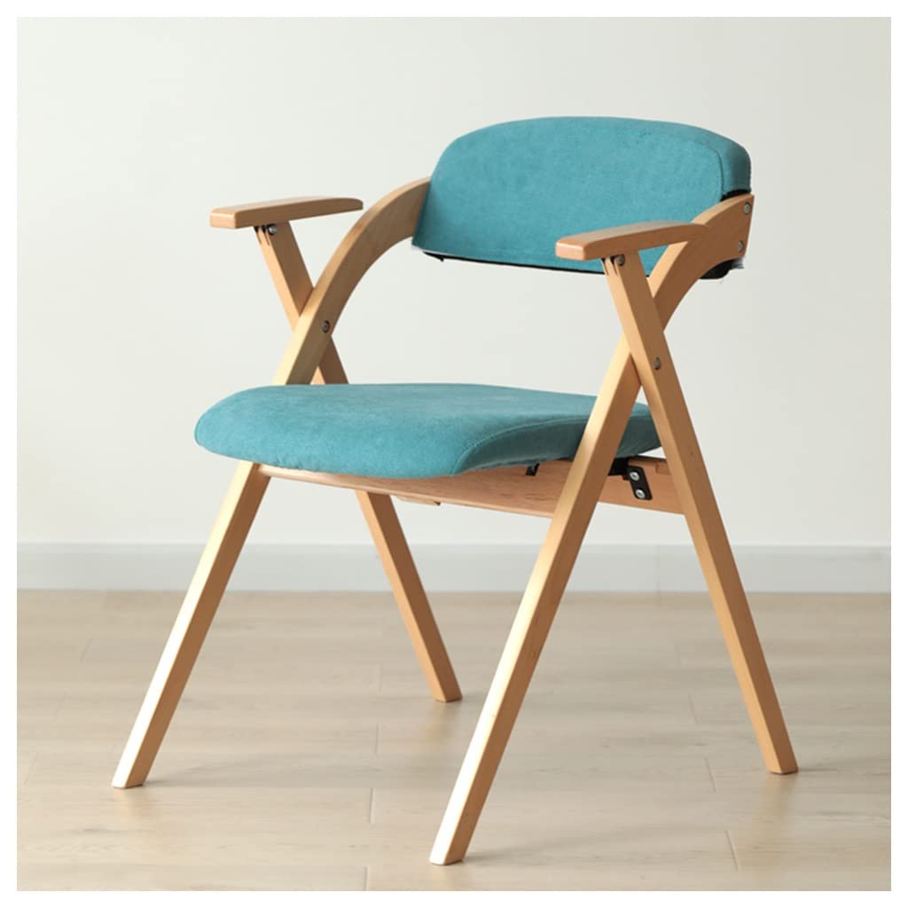 Farmhouse Dining Chairs with Arms - Solid Wood Legs & Padded Seat - Foldable Modern Kitchen Side Chairs for Dining Room, Living Room, Bedroom - Comfortable Seating for Adults (Blue) | Perfect for Small Spaces, Family Gatherings & Home Decor
