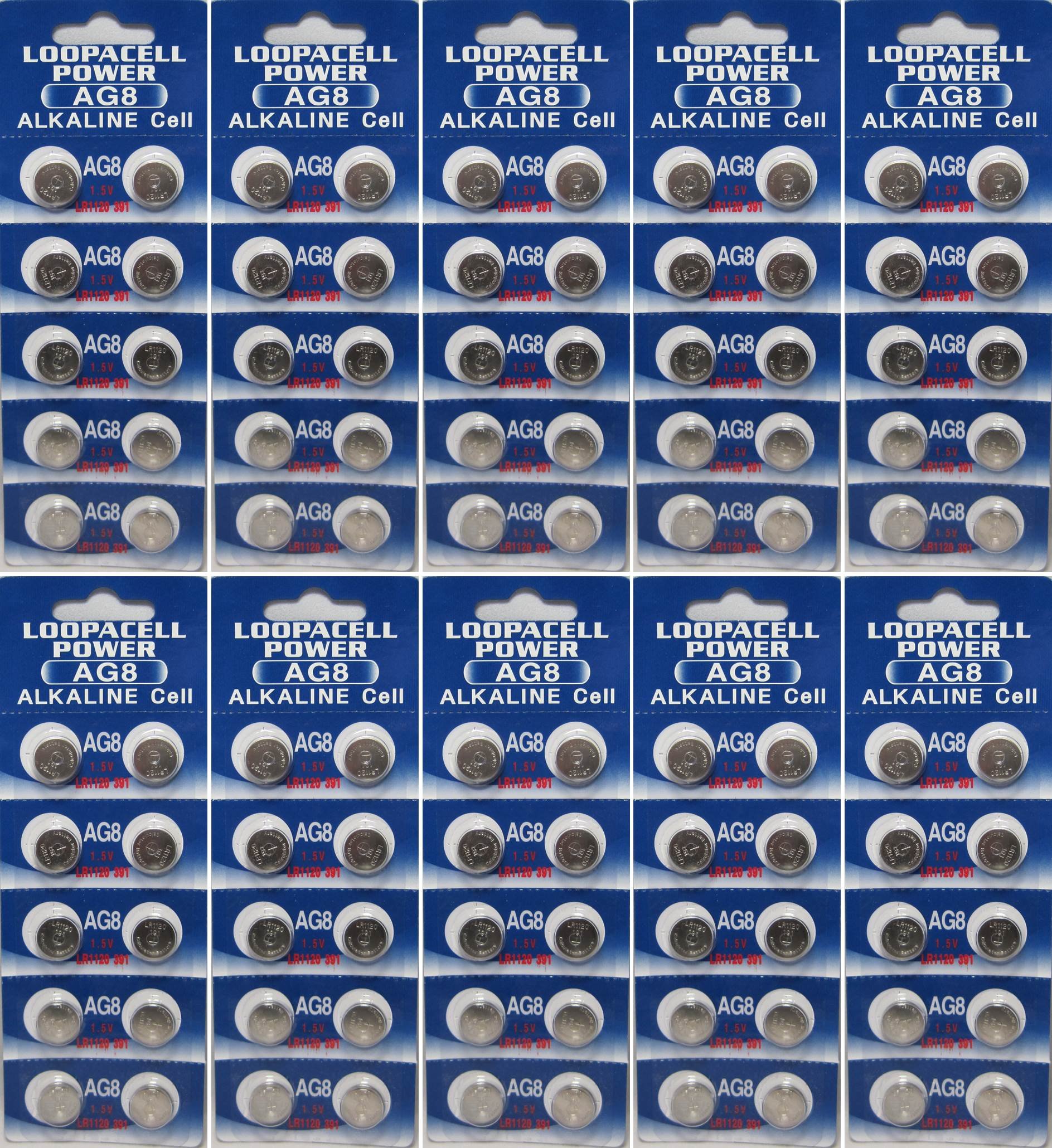 (100 Pack) AG8 391 LR1120 SR1120 Watch Batteries - Long Lasting Power for Watches, Calculators, and Small Electronics