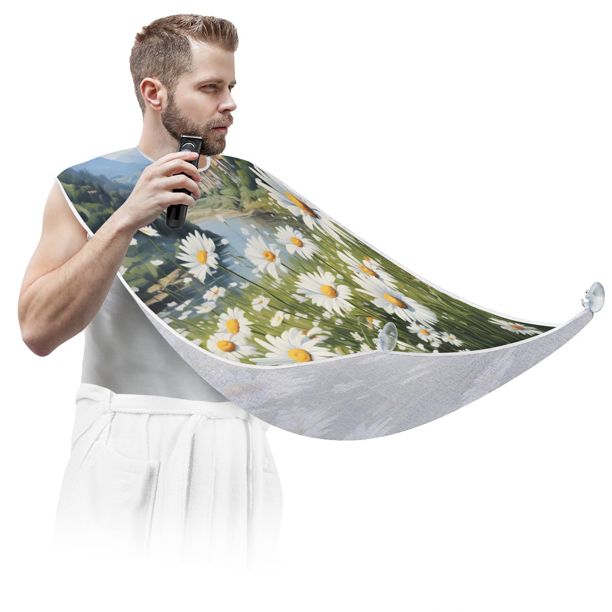 **Men's Beard Shaving Bib with Waterproof Apron - Hair Dye & Makeup Cape for Barbers & Stylists - Sink Hair Catcher for Easy Cleanup - Perfect Gift for Grooming & Salon Use**    *(Ideal for home barbering, salon styling, beard trimming, hair dyeing, and makeup application - keeps sinks clean and prevents mess!)*