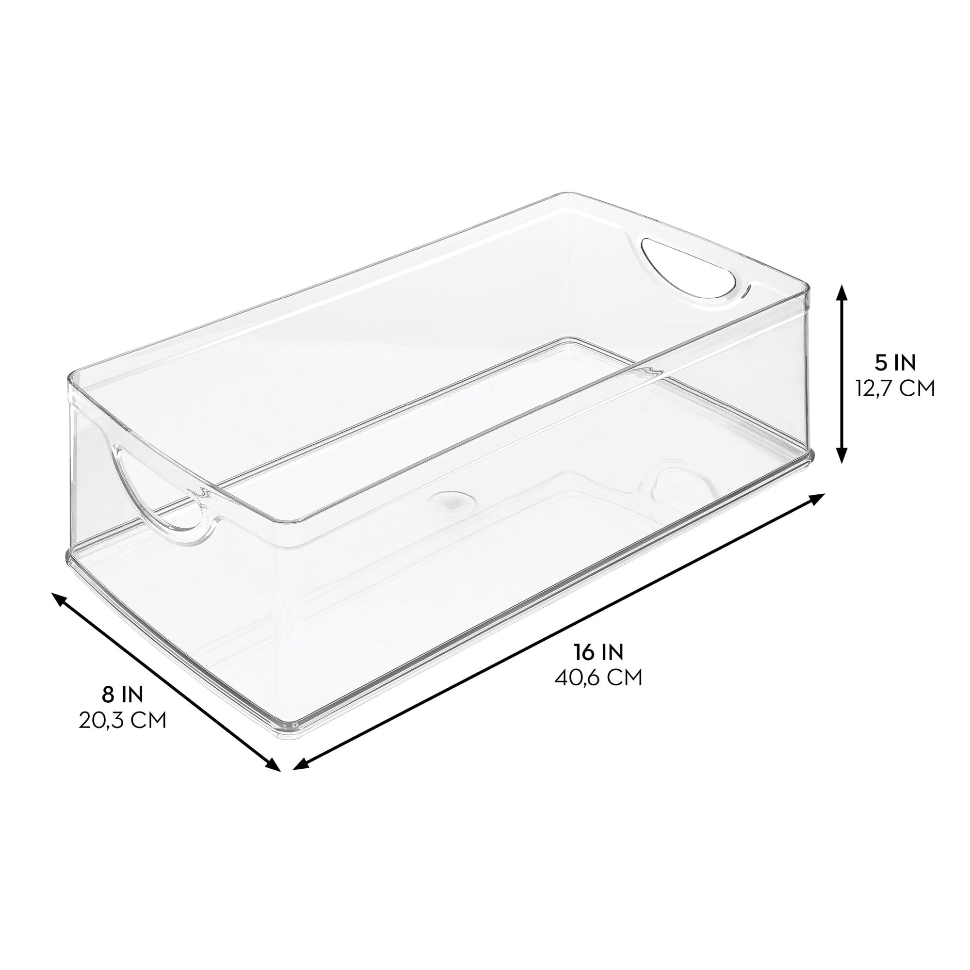 iDesign Clear Recycled Plastic Storage Bin with Handles - 16