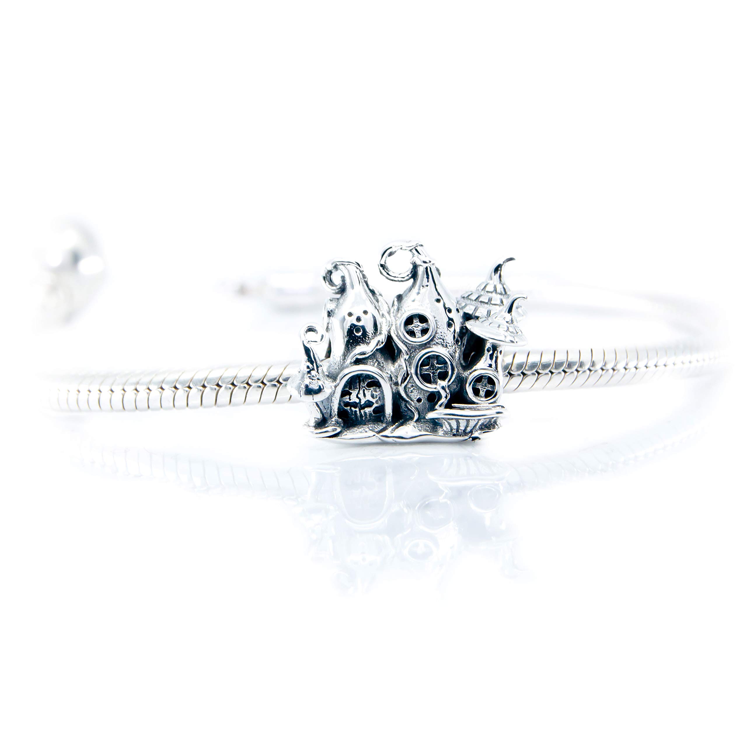 Fairy Castle Sterling Silver Charm Bead S925 | Princess Castle Pendant Necklace | Fantasy Cottage Ghost House Jewelry | Halloween Gift for Women | Perfect for Costume Parties, Cosplay & Gothic Fashion