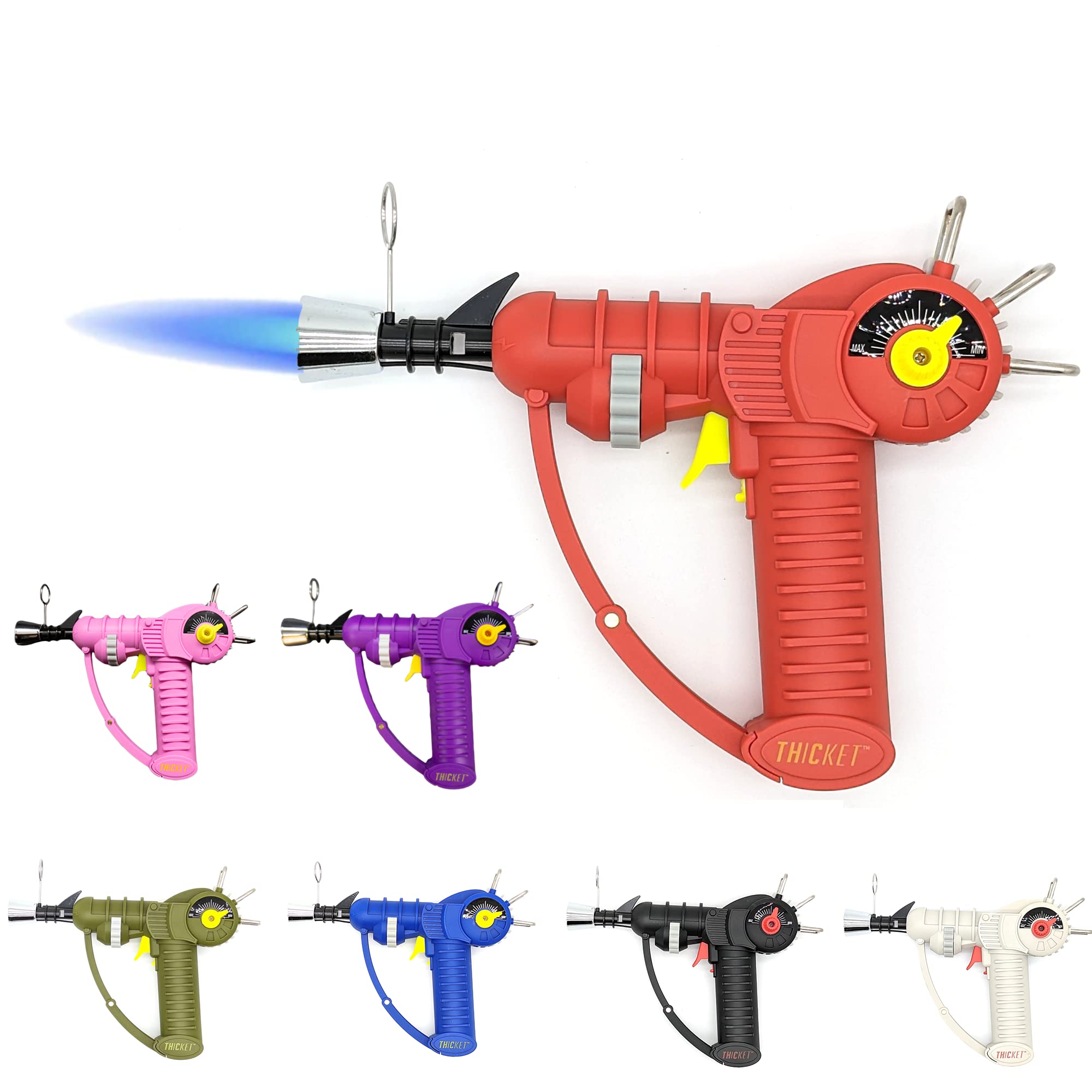 Raygun Torch Lighter with Adjustable Flame & Safety Lock - Windproof Refillable Butane Lighter for Cigars, Candles & Outdoor Use (Red)