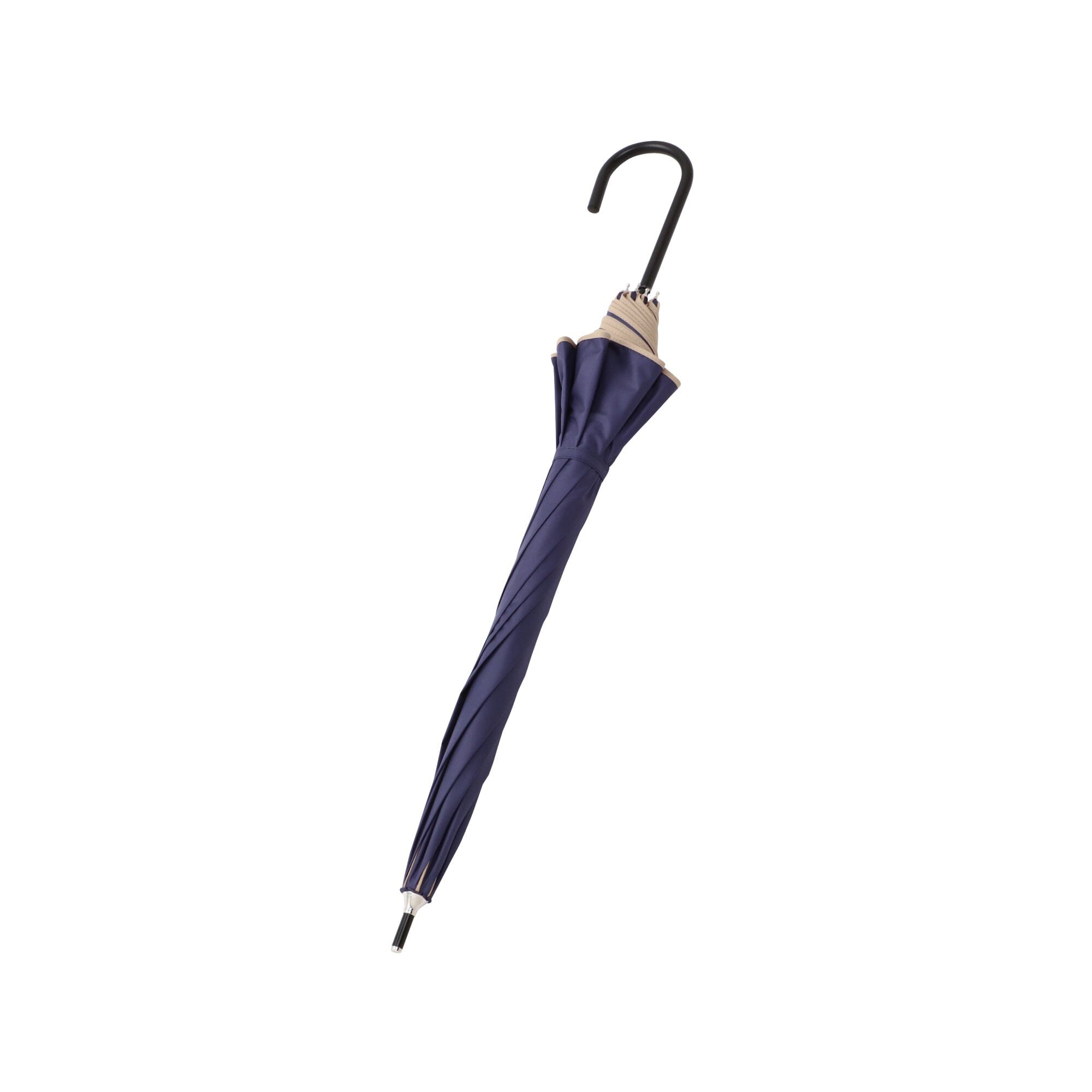 50cm Navy Blackout Piping Long Umbrella - Windproof & Waterproof for Outdoor, Travel, and Daily Commute