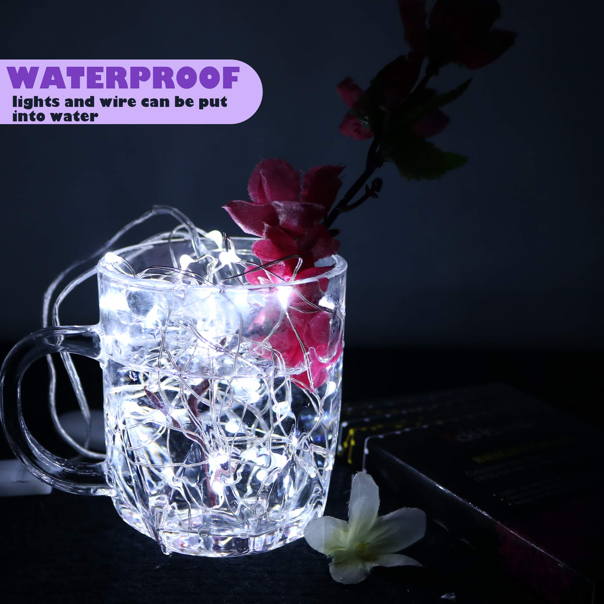 12-Pack Fairy String Lights with Timer - 8 Modes, 20 LED Lights on 6.5ft Silver Wire, Battery Powered (2xCR2032), Lasts 3-4 Days - Perfect for Wedding Decor, Christmas Party, Table Centerpiece, Bedroom & Garden Lighting
