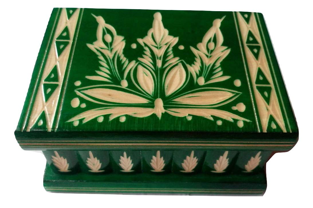 Magic Puzzle Box with Secret Compartment - Wooden Jewelry Storage Box with Key, Brain Teaser Safe for Home Decor (Green) | Perfect for Gift Giving, Treasure Hunts & Secure Jewelry Storage