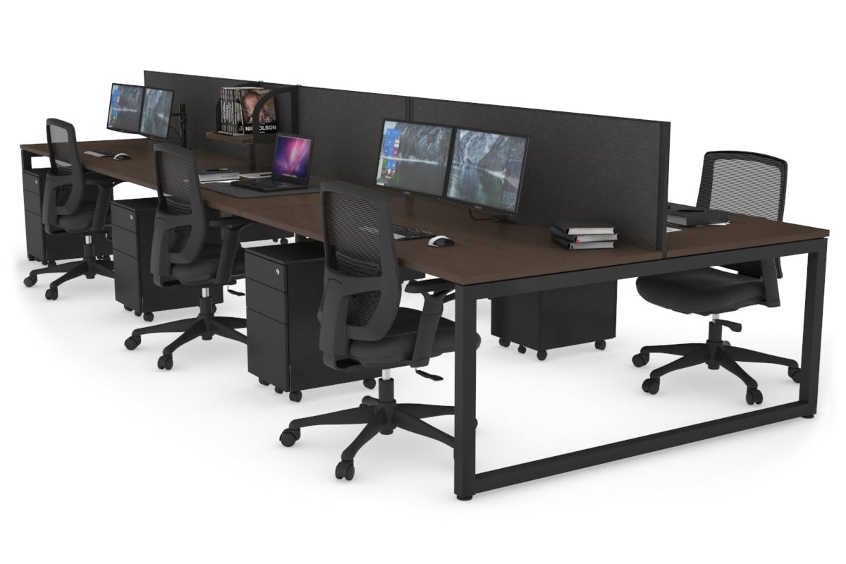 Quadro Loop Legs 6-Person Office Workstation - 1400L x 800W with Cable Management - Perfect for Open Office Layouts & Collaborative Workspaces