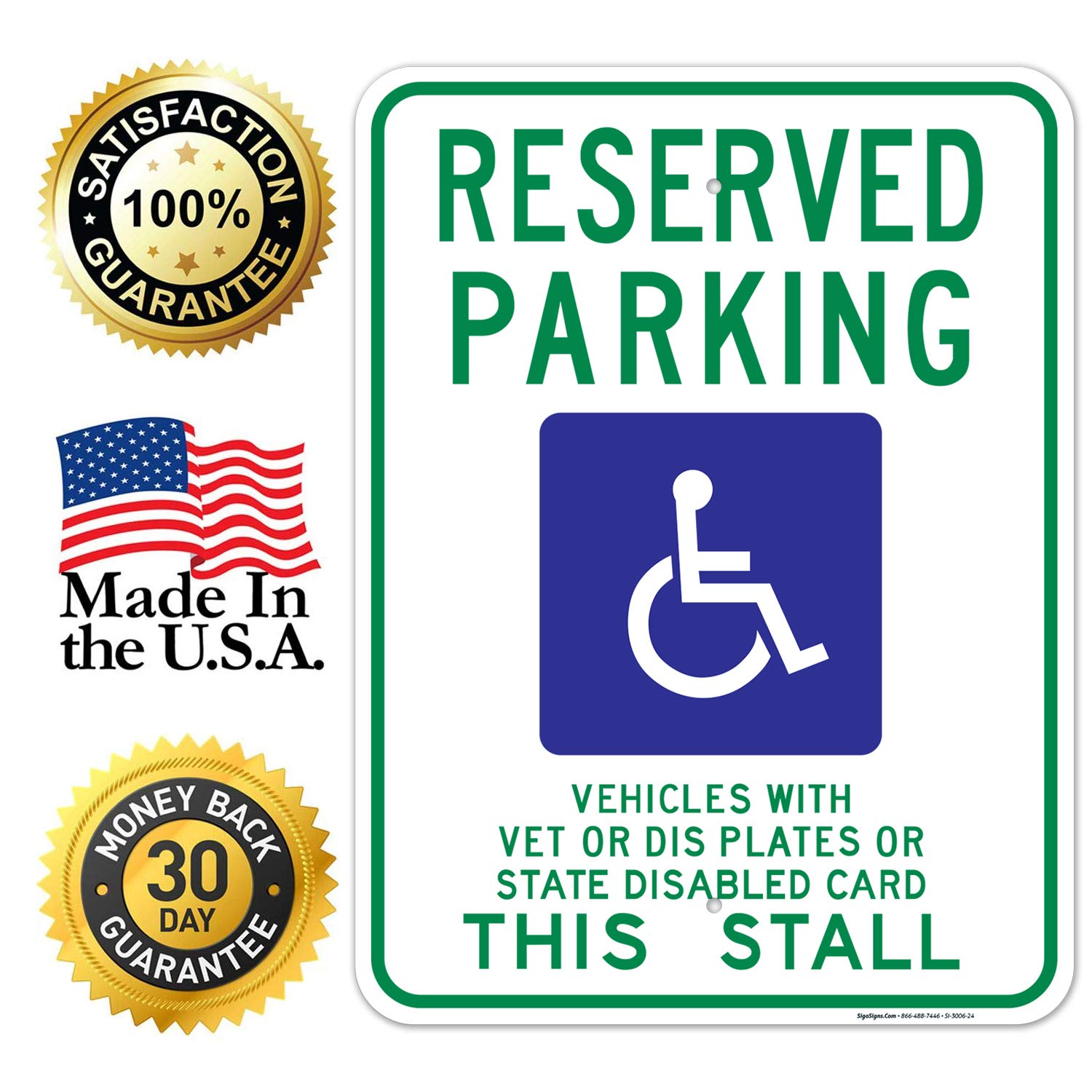 Wisconsin Handicap Parking Sign - 18x24 Inches, Rust-Free .063 Aluminum, Fade-Resistant for Longevity | Easy Mounting for Indoor & Outdoor Use | Compliant with Vet Dis Plates & State Disabled Cards | Made in USA | Perfect for Parking Lots, Hospitals & Accessible Facilities