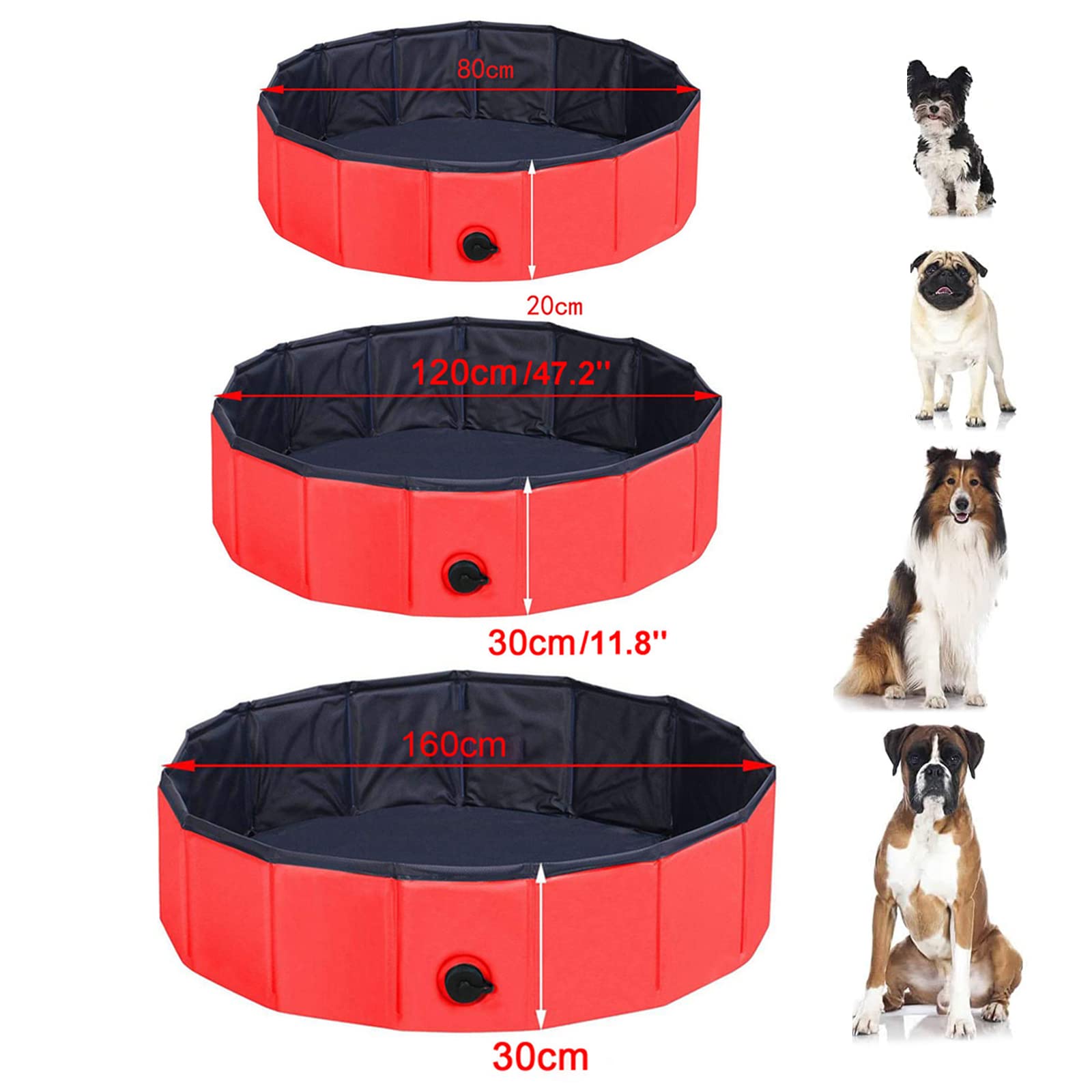 Foldable Dog Swimming Pool - Portable PVC Pet Bathing Tub for Dogs & Cats, Non-Slip Puppy Pool for Indoor & Outdoor Use - Great for Backyard Play, Summer Cooling, and Pet Bath Time