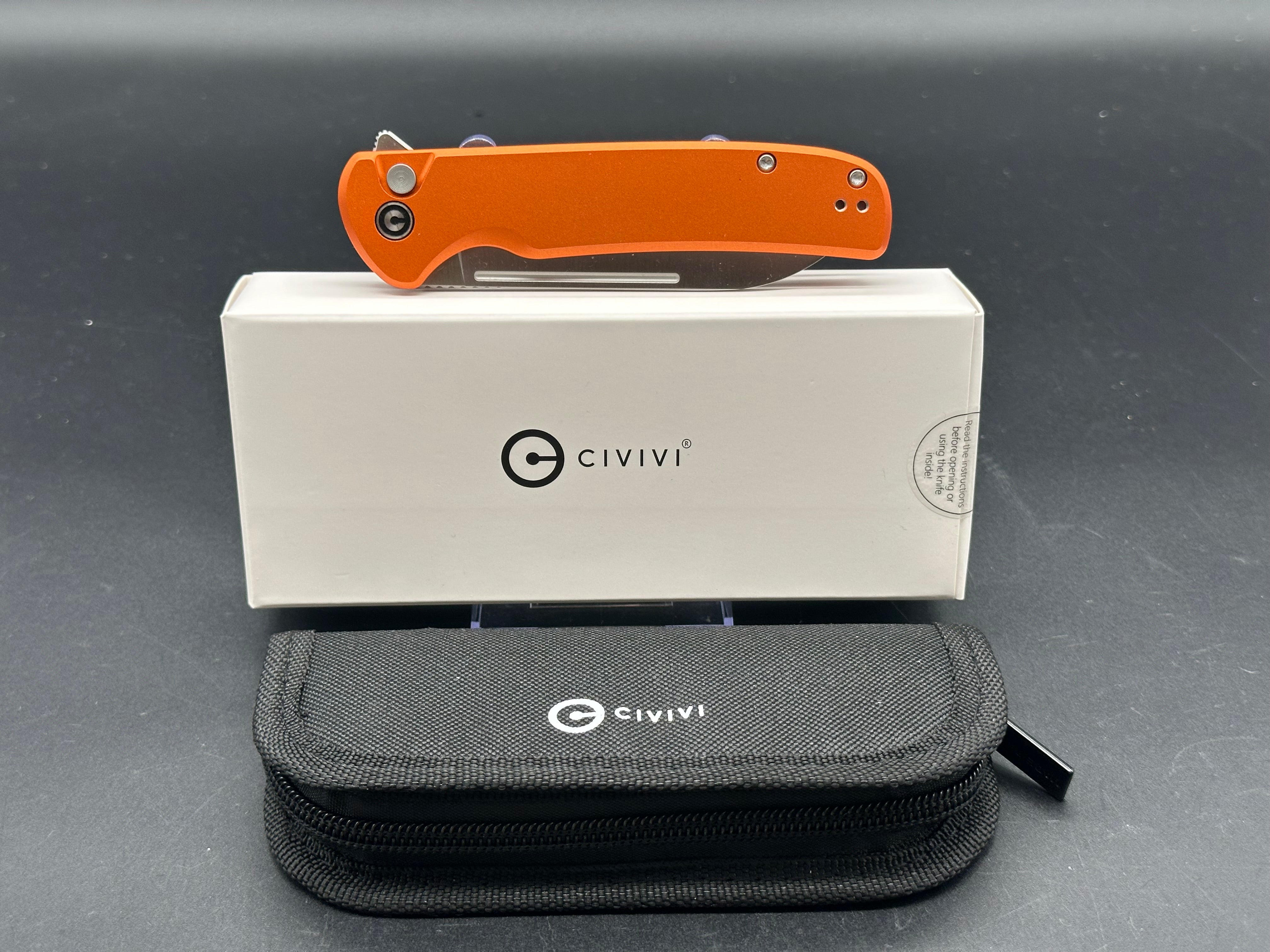 CIVIVI CHEVALIER II Folding Knife - Orange Aluminum Handle, 14C28N Stainless Steel Blade - EDC, Outdoor, Camping, Survival Gear