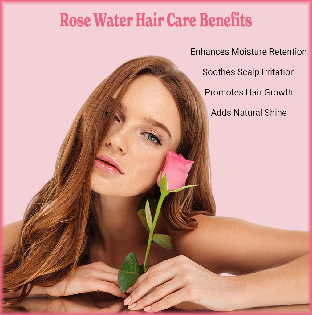 Natural Born Oils 8oz Rose Water Hydrosol - 100% Pure, Organic, Steam-Distilled Facial Toner & Cleanser with Sprayer | Hydrating Mist for Skin Care, Makeup Setting & Aromatherapy