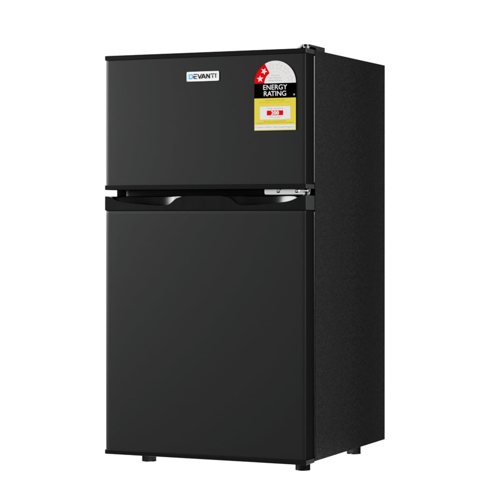Devanti 80L Compact Bar Fridge with Mini Freezer - Energy Efficient Black Refrigerator for Home, Office, or Dorm Room - Perfect for Beverages, Snacks, and Small Food Storage