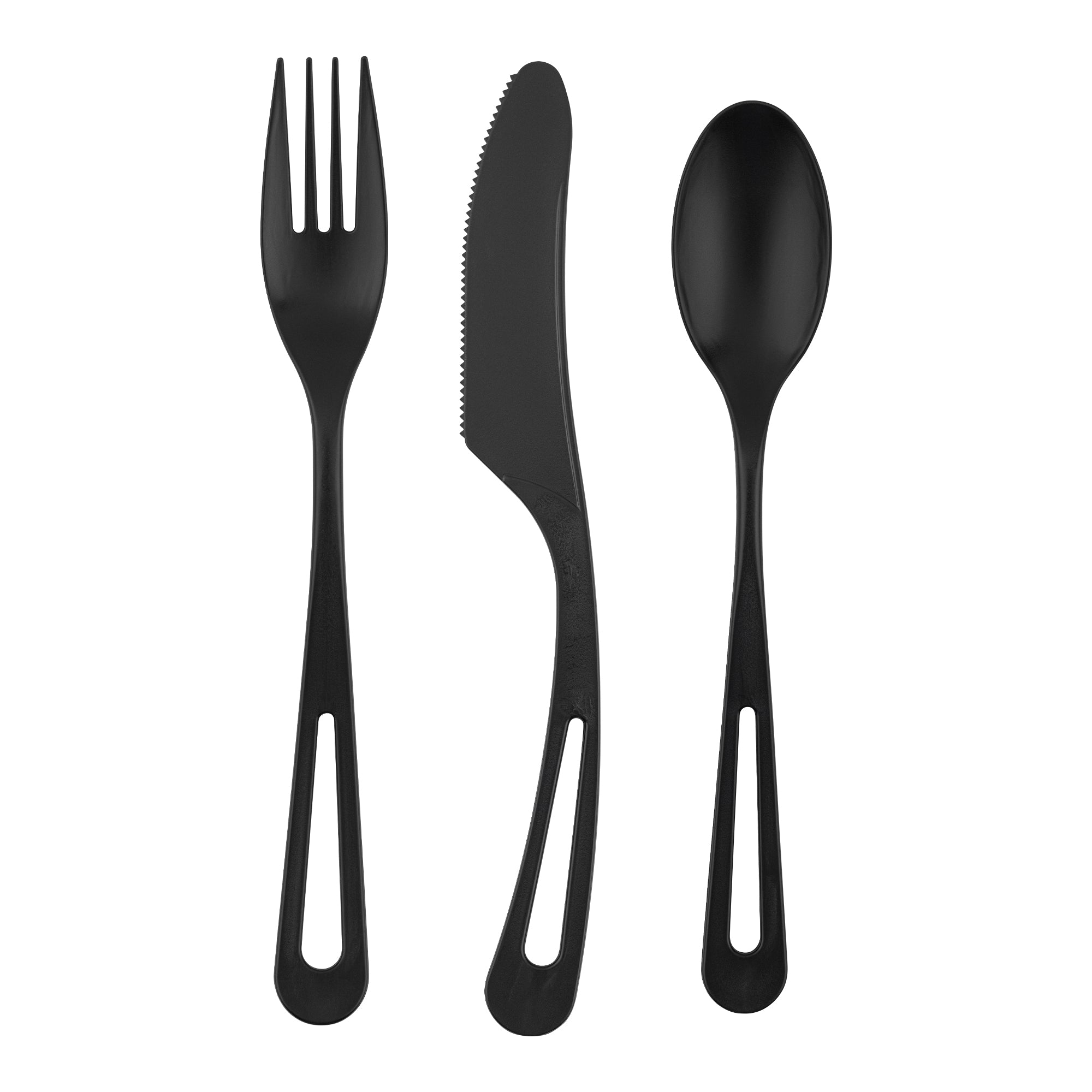 Eco-Friendly Black CPLA Plastic Cutlery Set - 100-Piece Compostable Utensils with Heat-Resistant Wrapper (7.5