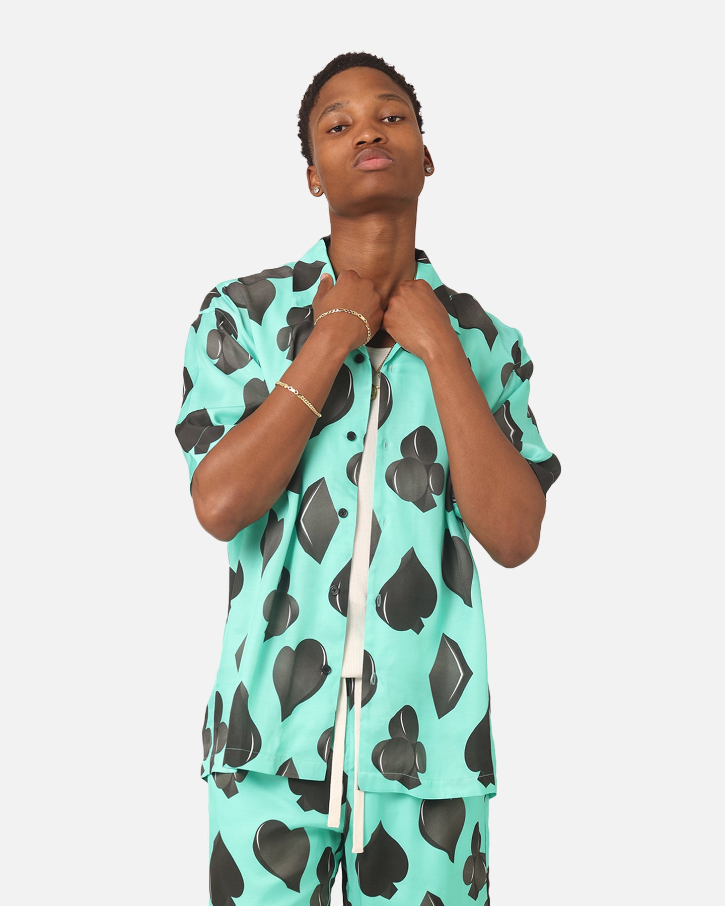 99 Cabana Men's Short Sleeve Button Up Shirt - 4-Piece Hawaiian Casual Shirt Set in Teal & Black - Perfect for Beach Vacation, Summer Party and Tropical Getaway