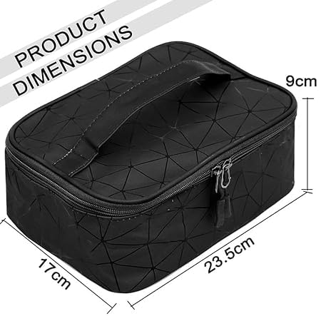Flywind Women's Waterproof Travel Makeup Bag - Cosmetic Organizer Pouch for Women & Girls | Vanity Case for Makeup Storage | Perfect for Travel, Gym & Daily Use (Black)