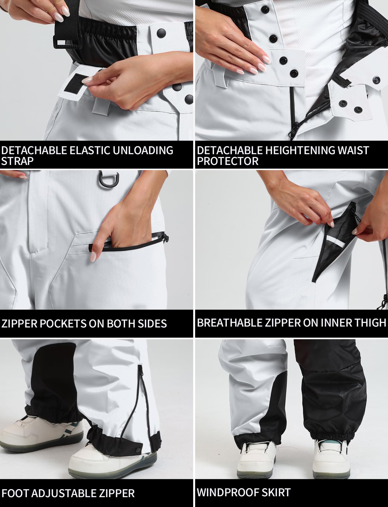 GSOU SNOW Men's & Women's Insulated Waterproof Snow Bibs - Windproof Ski Pants for Snowboarding & Winter Sports | Warm Baggy Overalls for Skiing, Snowboarding & Outdoor Activities