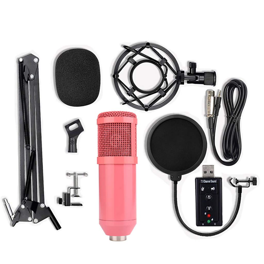 Professional Studio Condenser Microphone with Adjustable Scissor Arm Stand - Shock Mount & Clamp Kit for Podcasting, Voice Over, Streaming & Home Recording