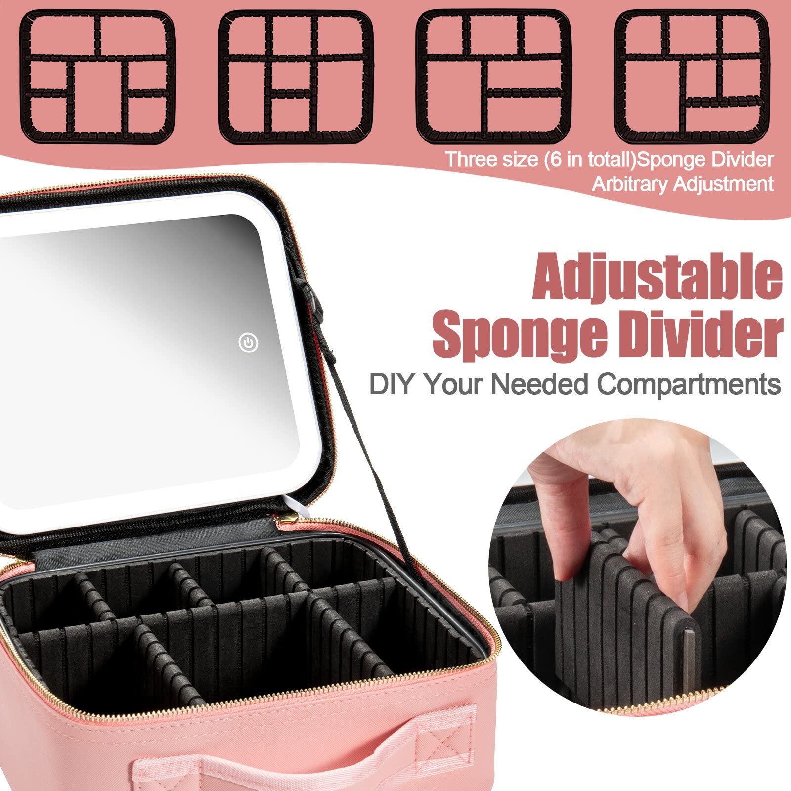 LED Lighted Makeup Travel Bag with Adjustable Brightness - Waterproof Portable Makeup Case with Adjustable Dividers & Brush Organizer - Perfect for Travel, Salon Professionals & Home Use