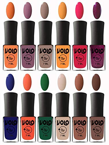 Volo 12 Colors Long Lasting Nail Polish Set for Women & Girls - Multi-Color Nail Paint Kit for Manicure, Pedicure & Party Makeup